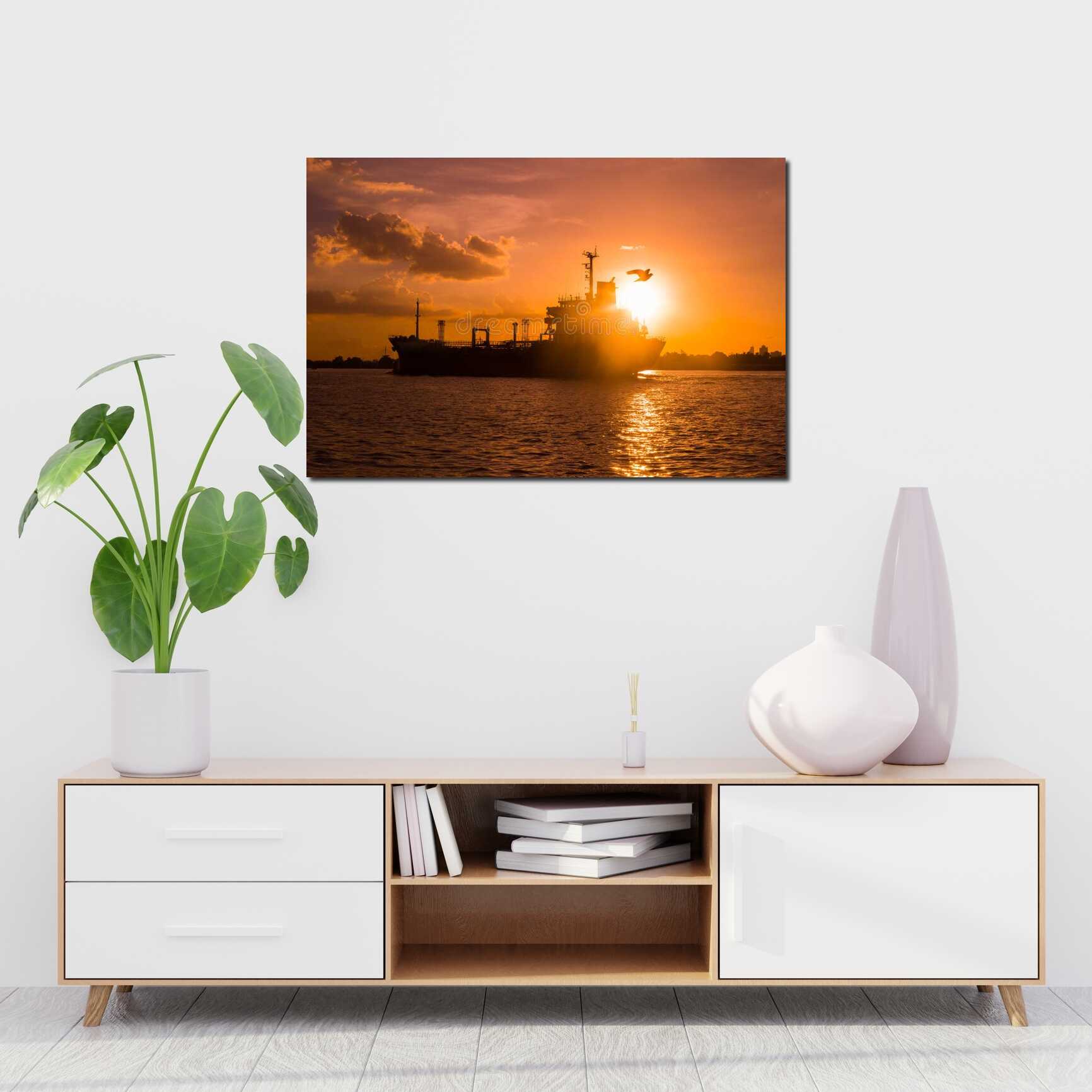 Canvas above sofa for size context