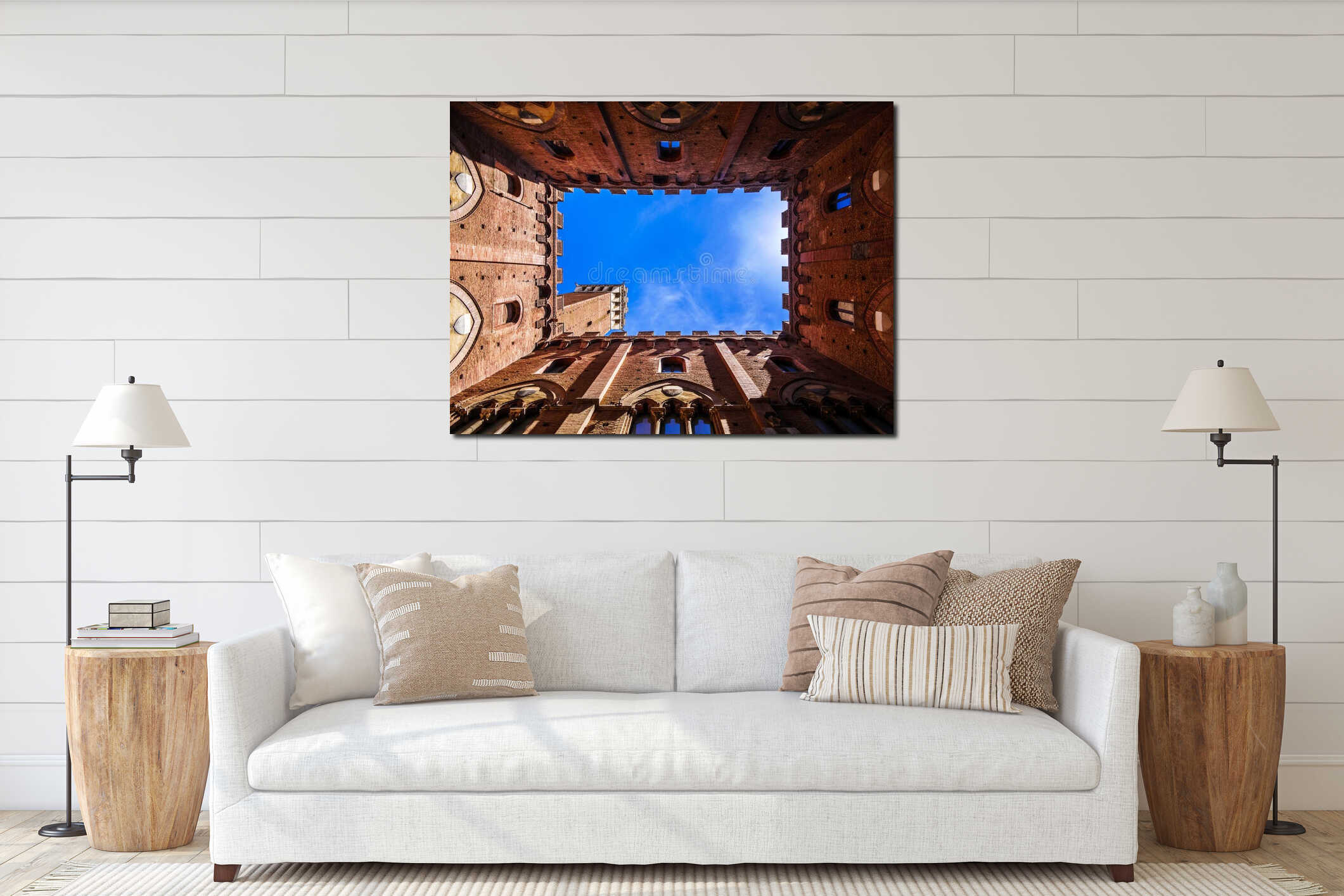 View from inside of The Torre del Mangia tower in Siena, Tuscany interior mockup