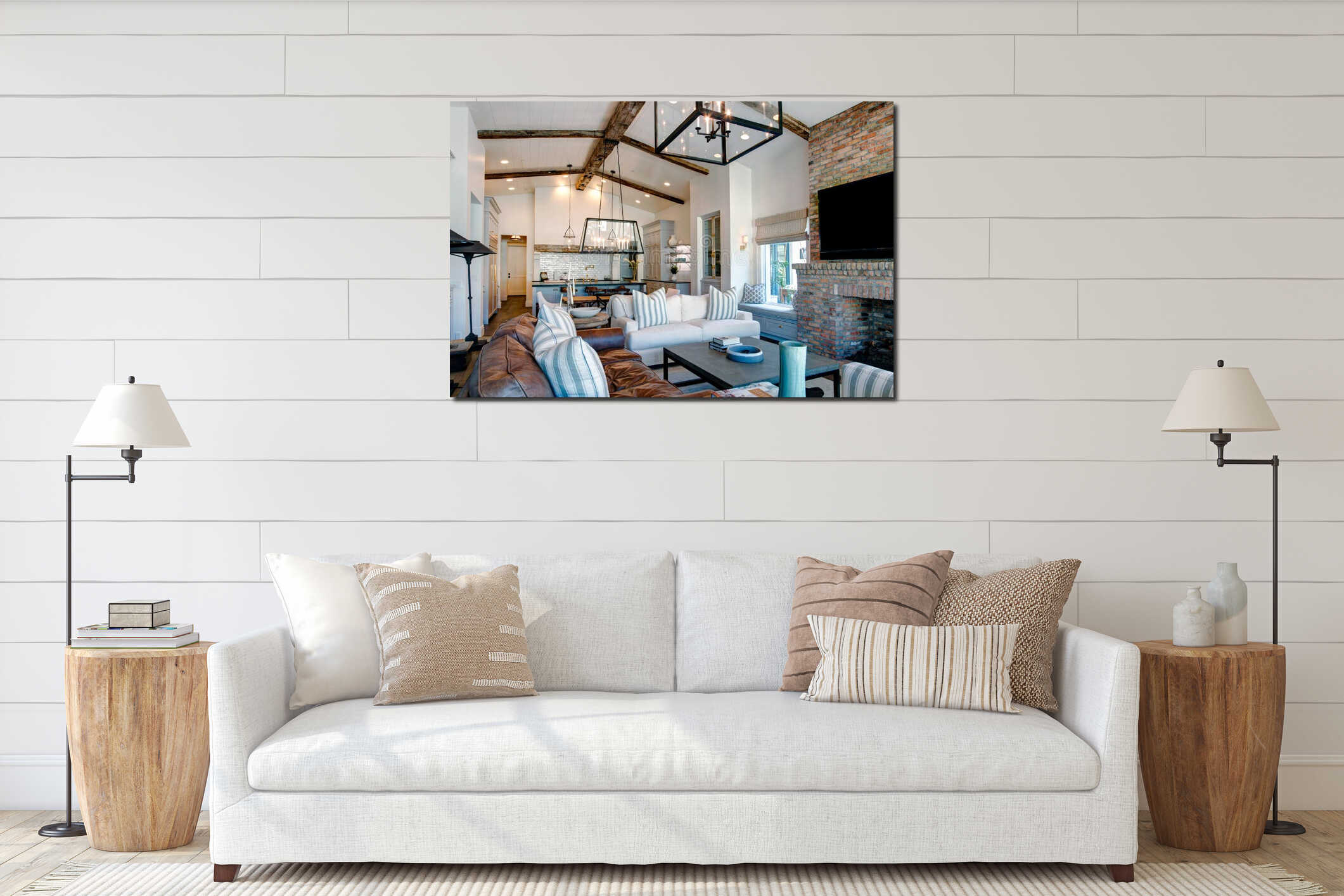 Canvas hanging interior mockup