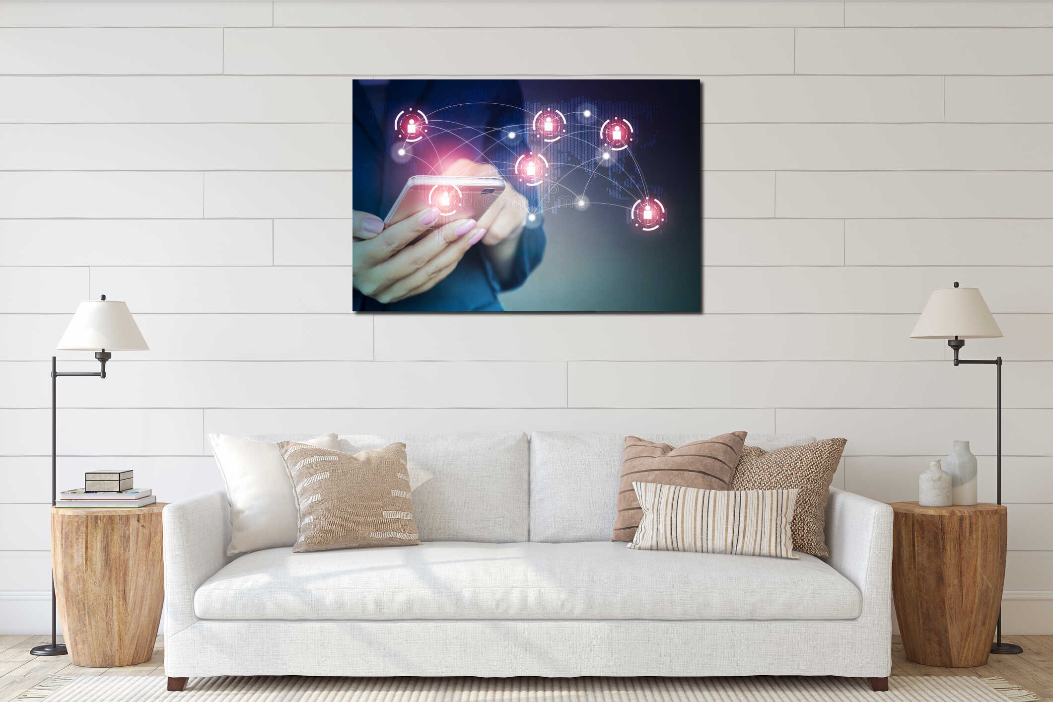 Canvas hanging interior mockup