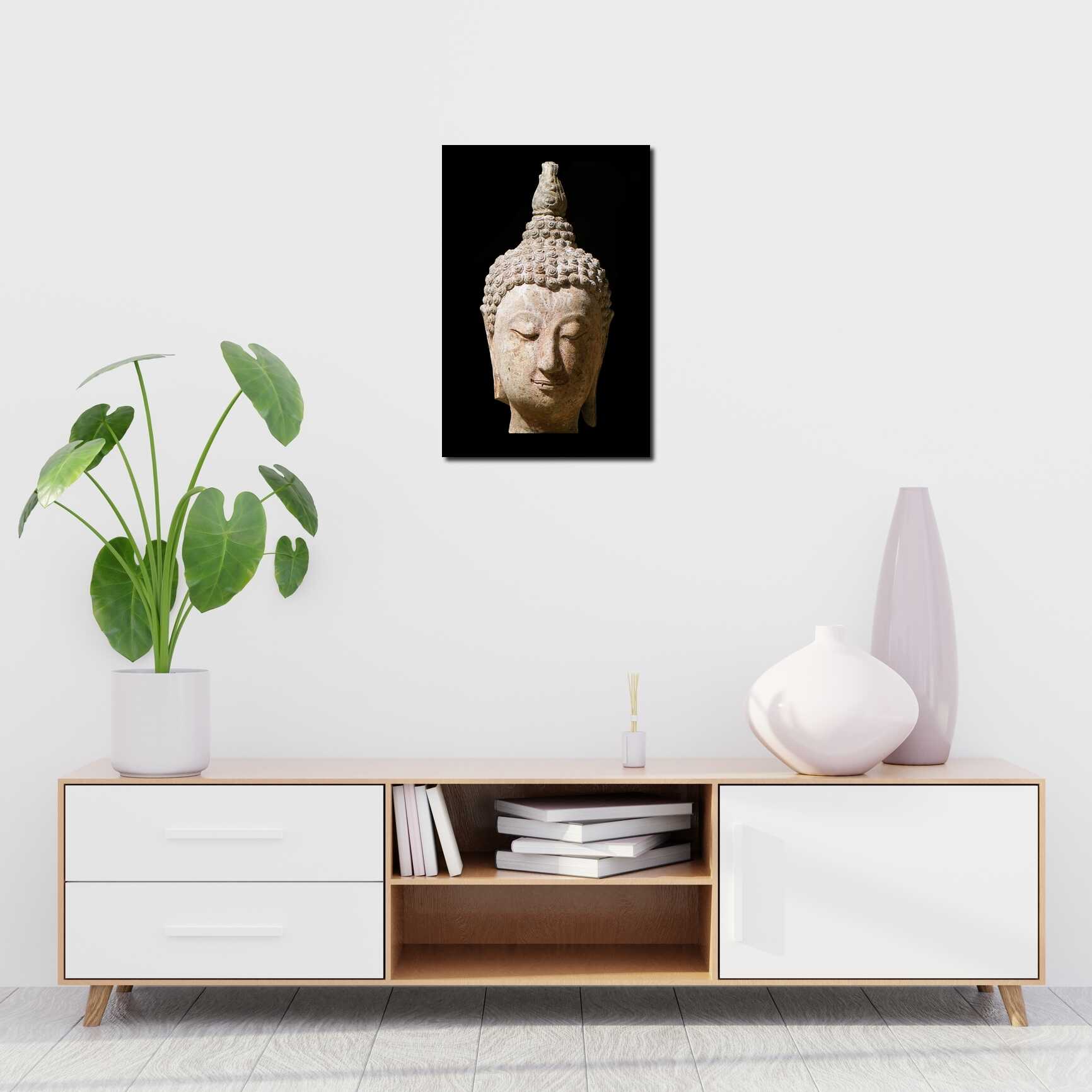 Canvas above sofa for size context