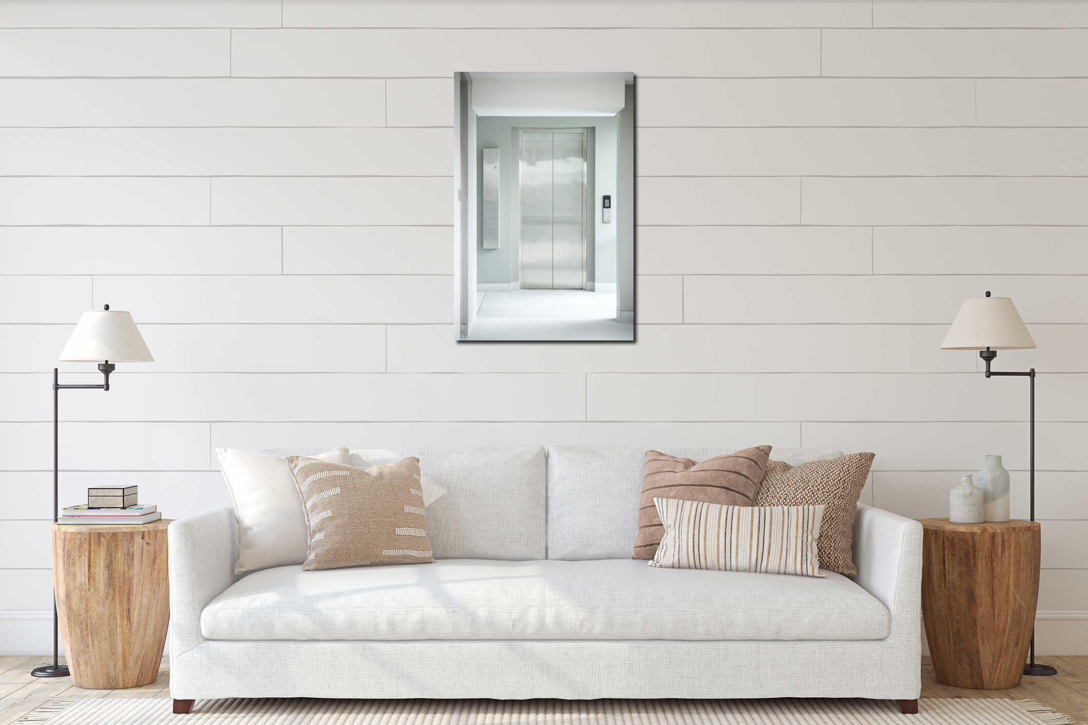 Modern elevator interior mockup