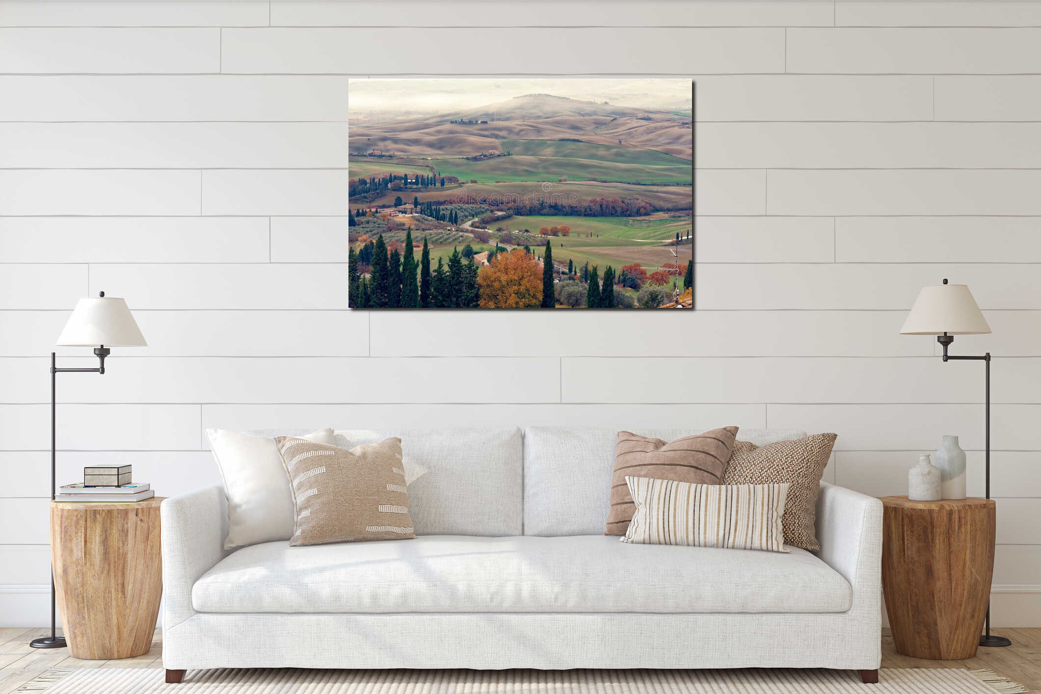 Tuscany countryside landscape winter interior mockup