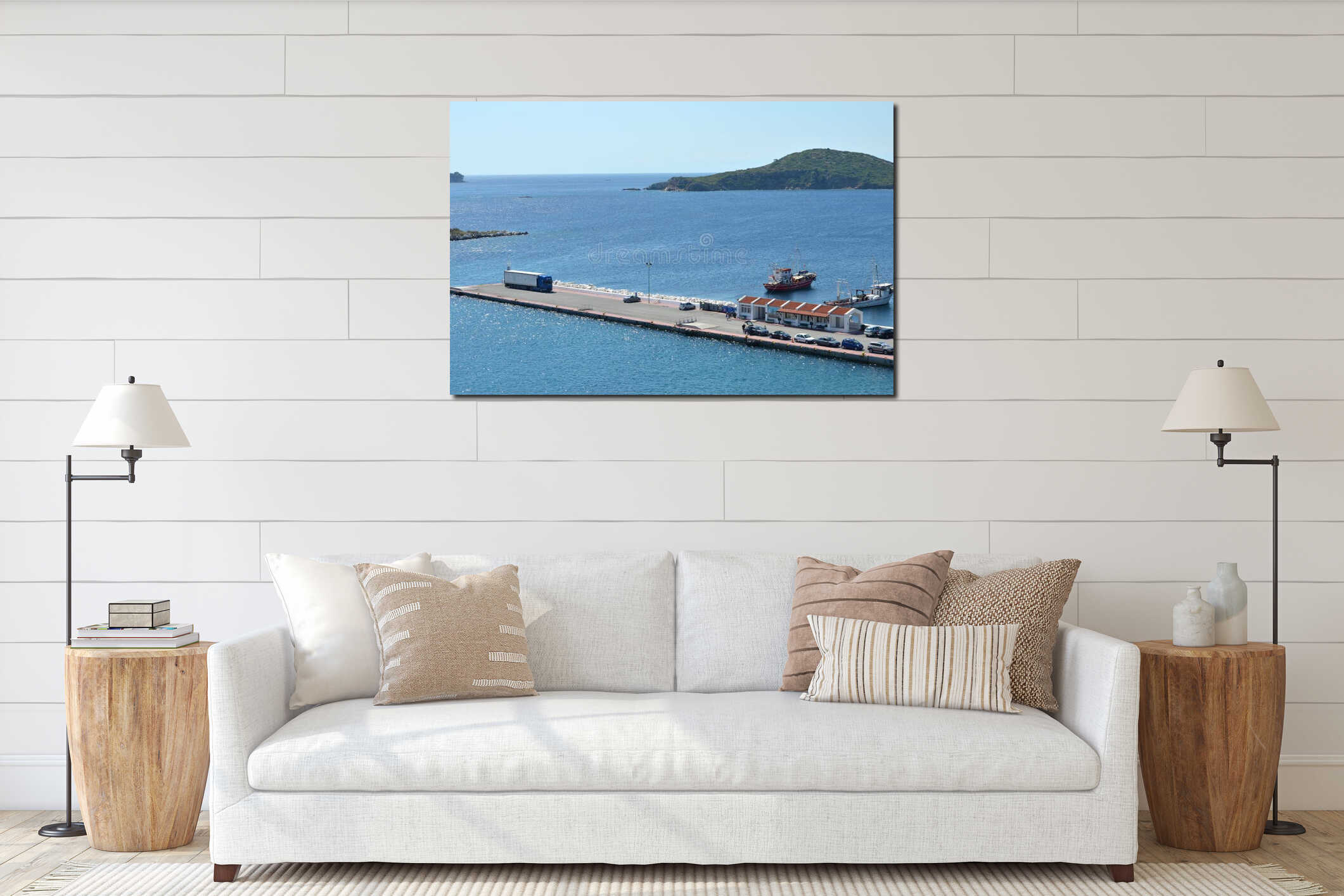 Skiathos Greek Island Port interior mockup