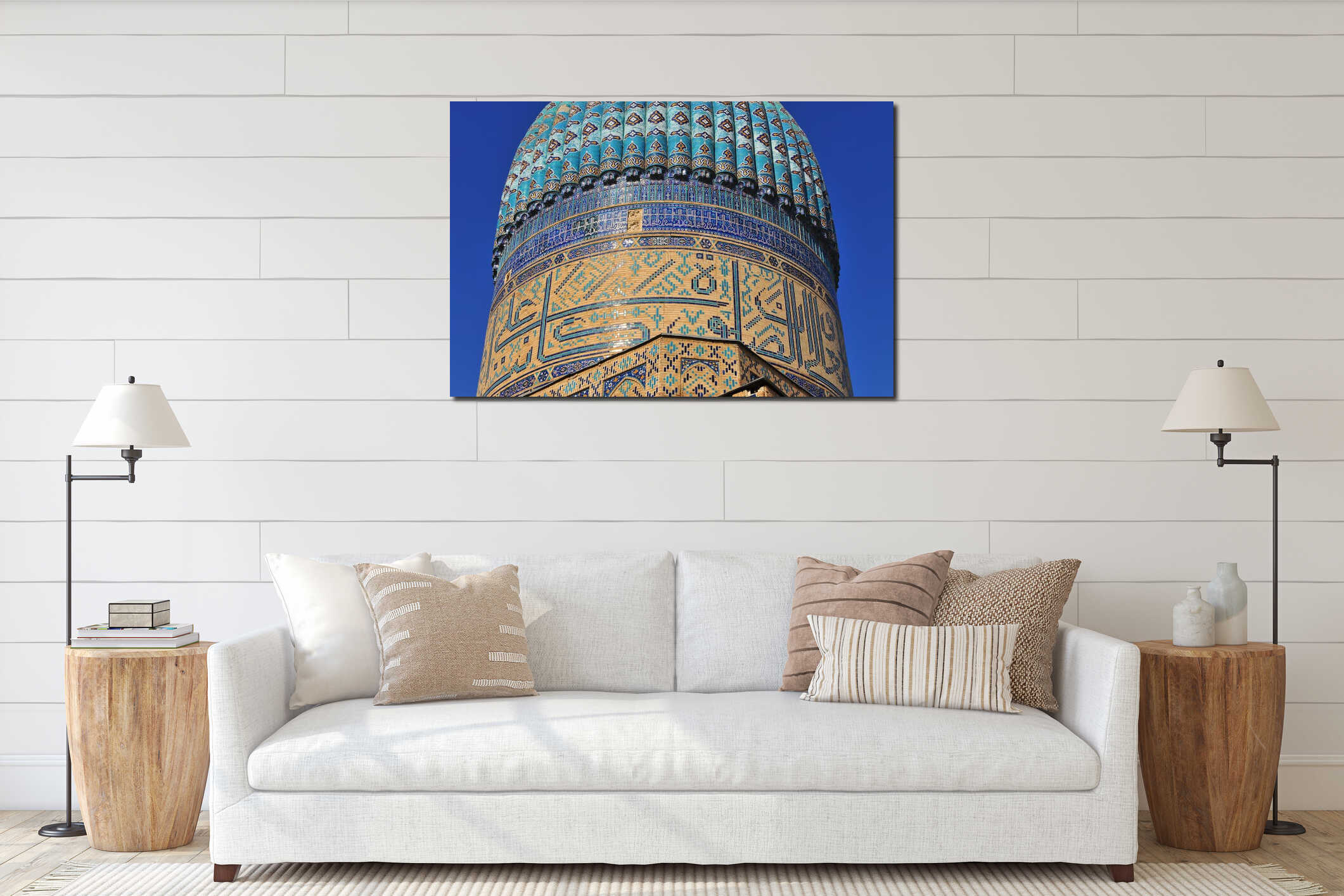 Samarkand: beautiful blue mosque dome interior mockup