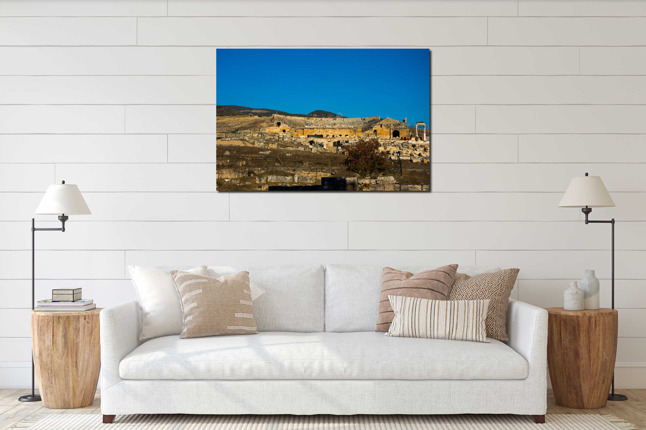 Remains of buildings from Greek-Roman period in Pamukkale interior mockup