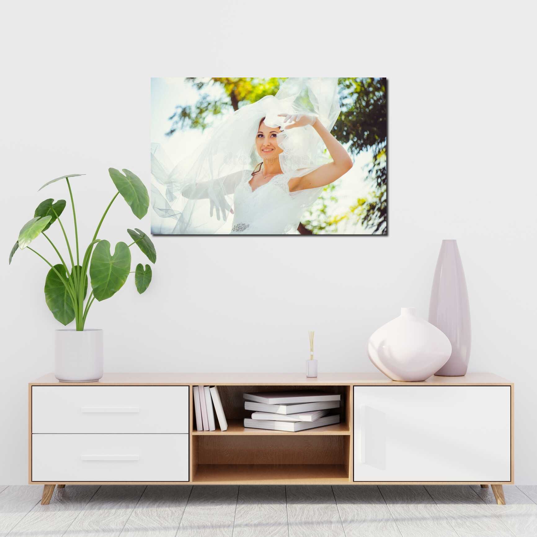 Canvas above sofa for size context