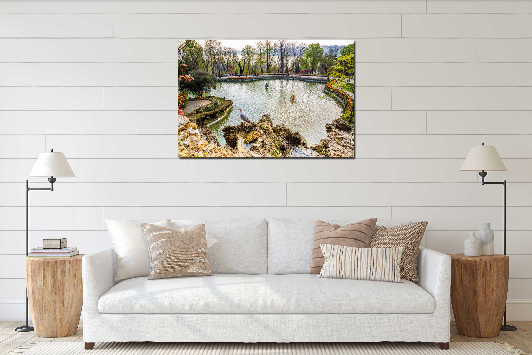 Traditional Tulip Festival in Emirgan Park in Istanbul,Turkey interior mockup