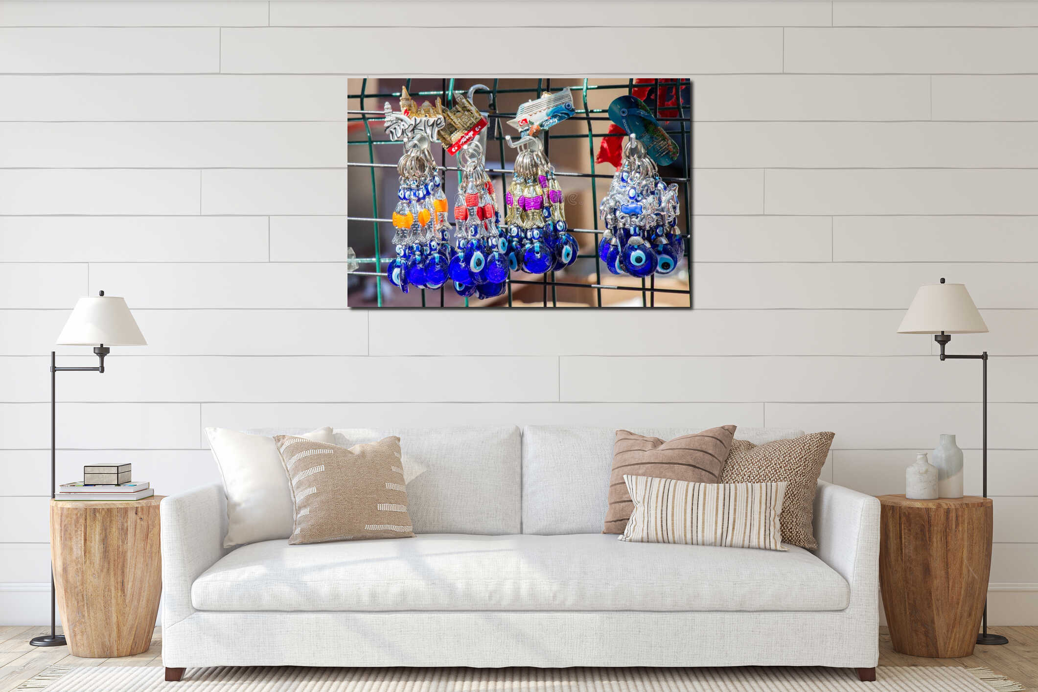 Evil eye bead as Amulet souvenir interior mockup