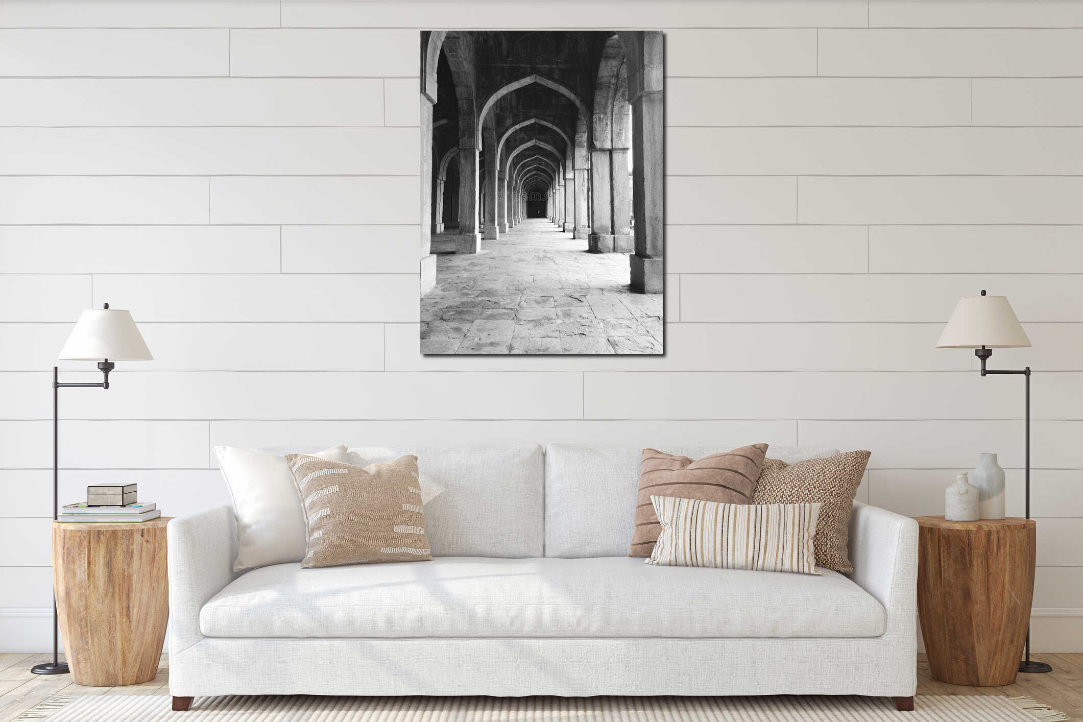 Arched corridor interior mockup