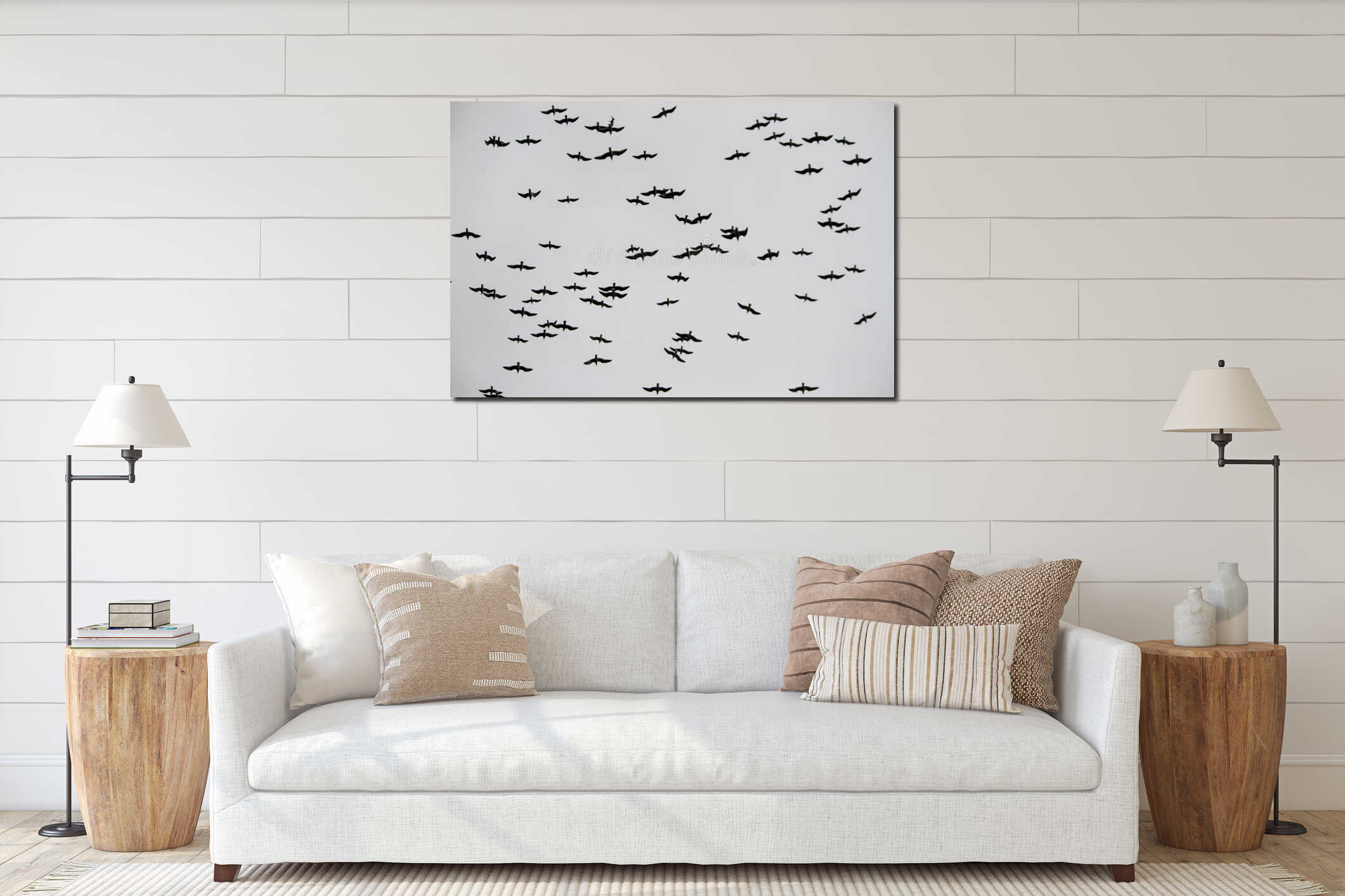 large flock of seagulls interior mockup