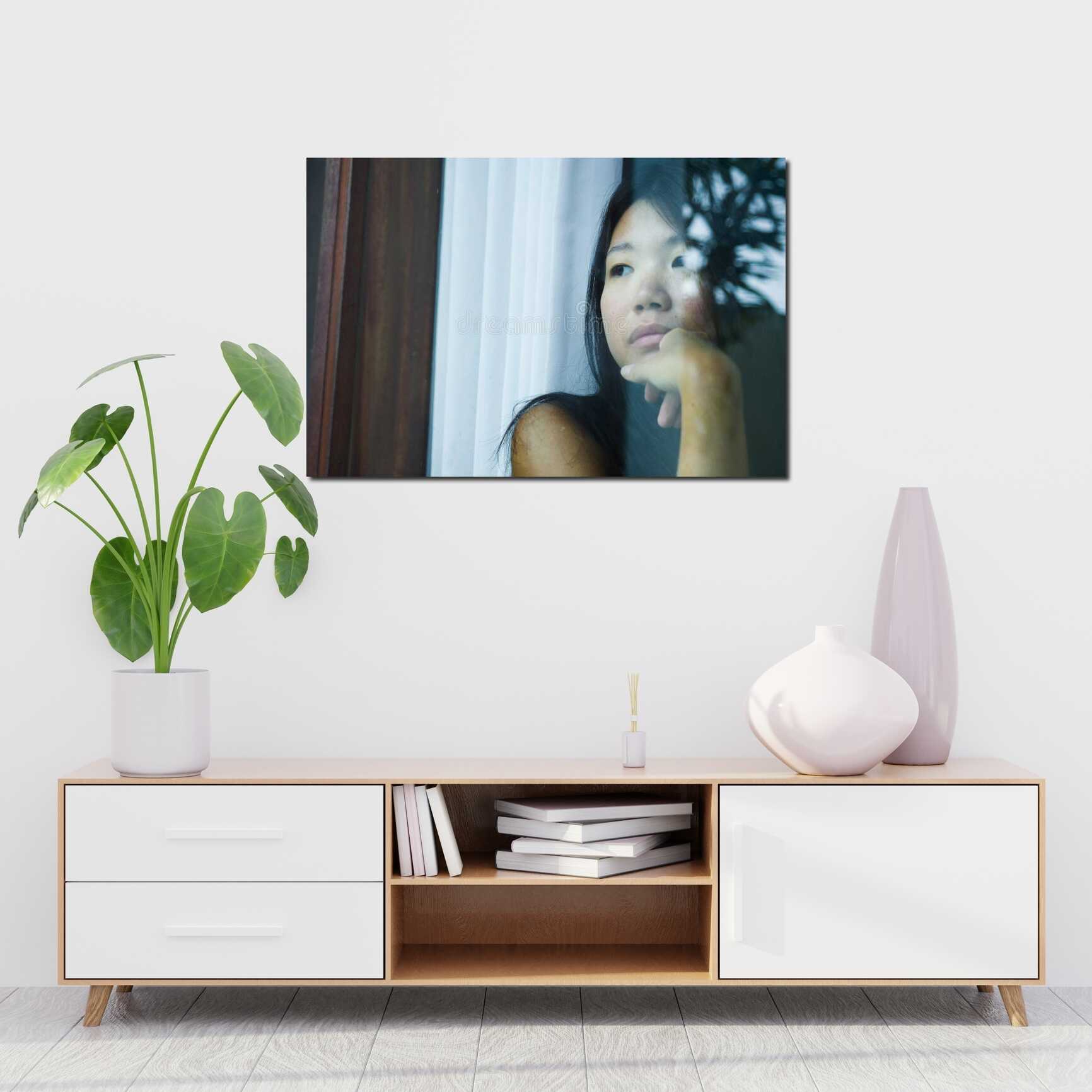 Canvas above sofa for size context