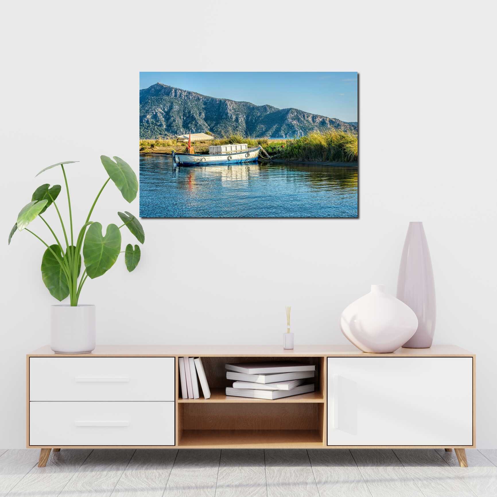 Canvas above sofa for size context