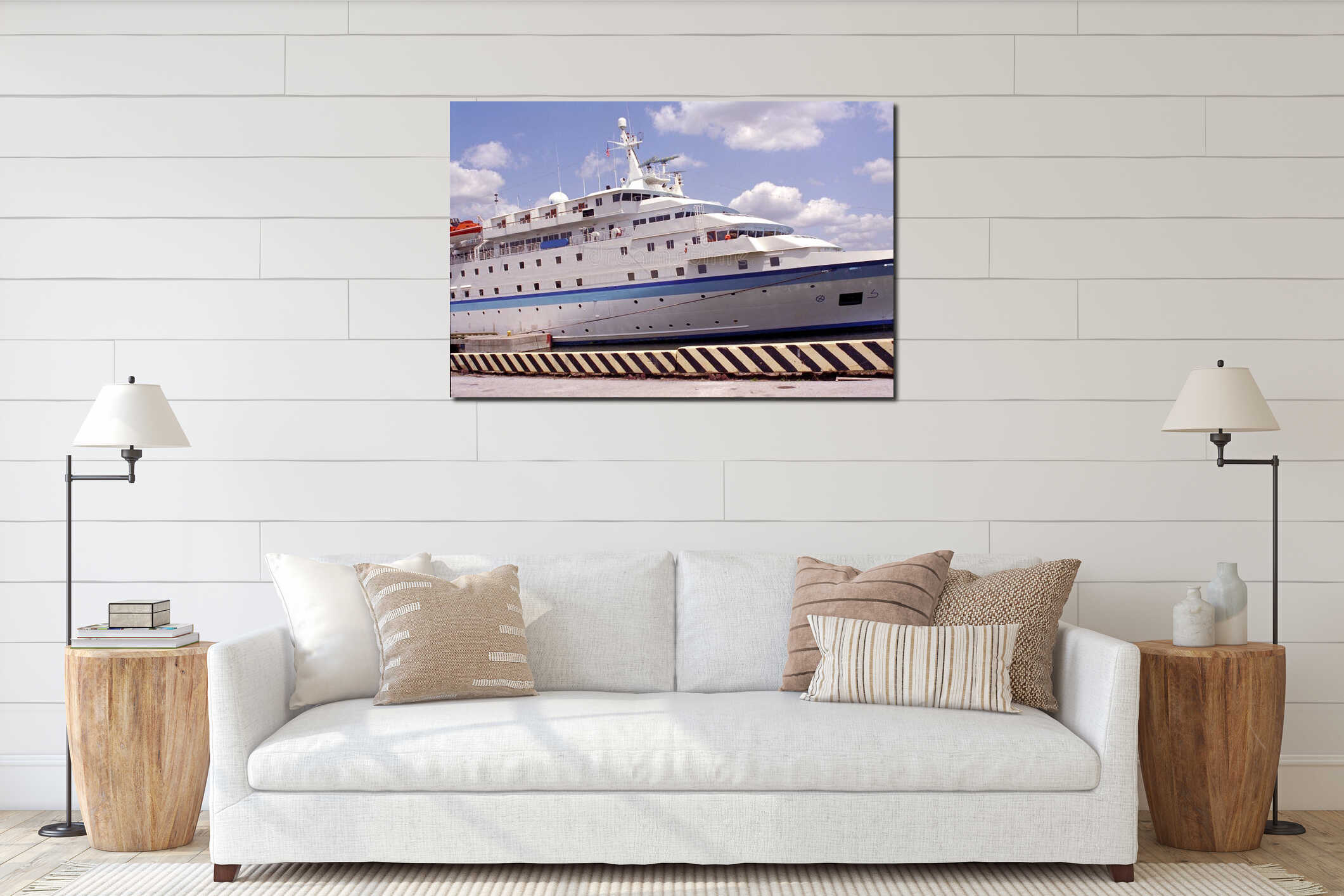 Expedition cruise ship docked at port of Tampa, Florida interior mockup