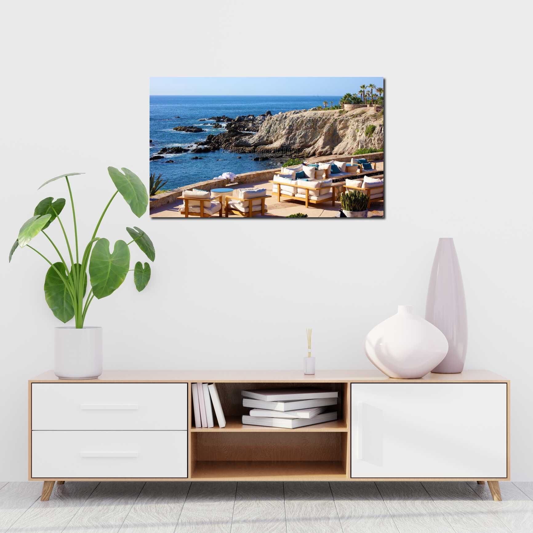 Canvas above sofa for size context