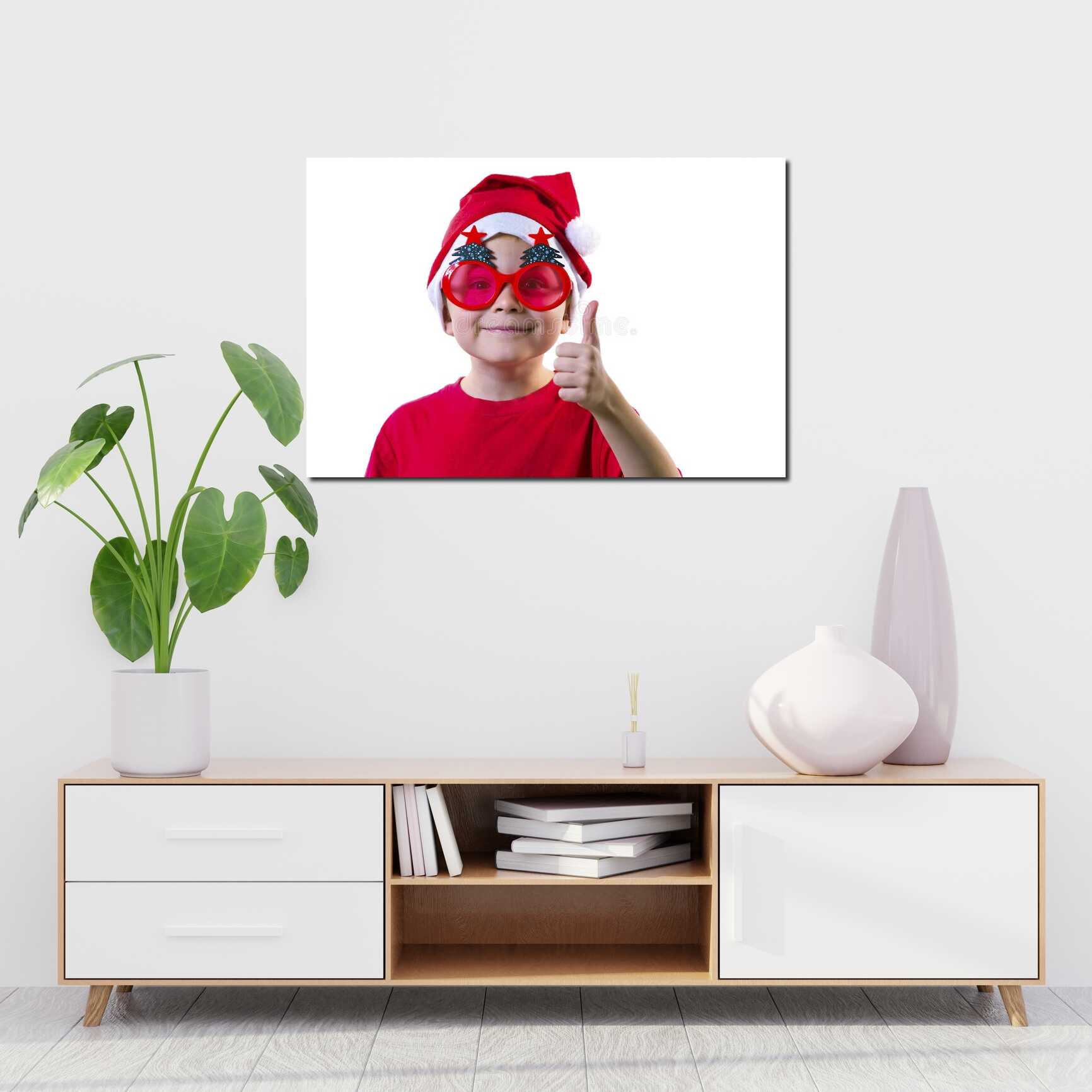 Canvas above sofa for size context