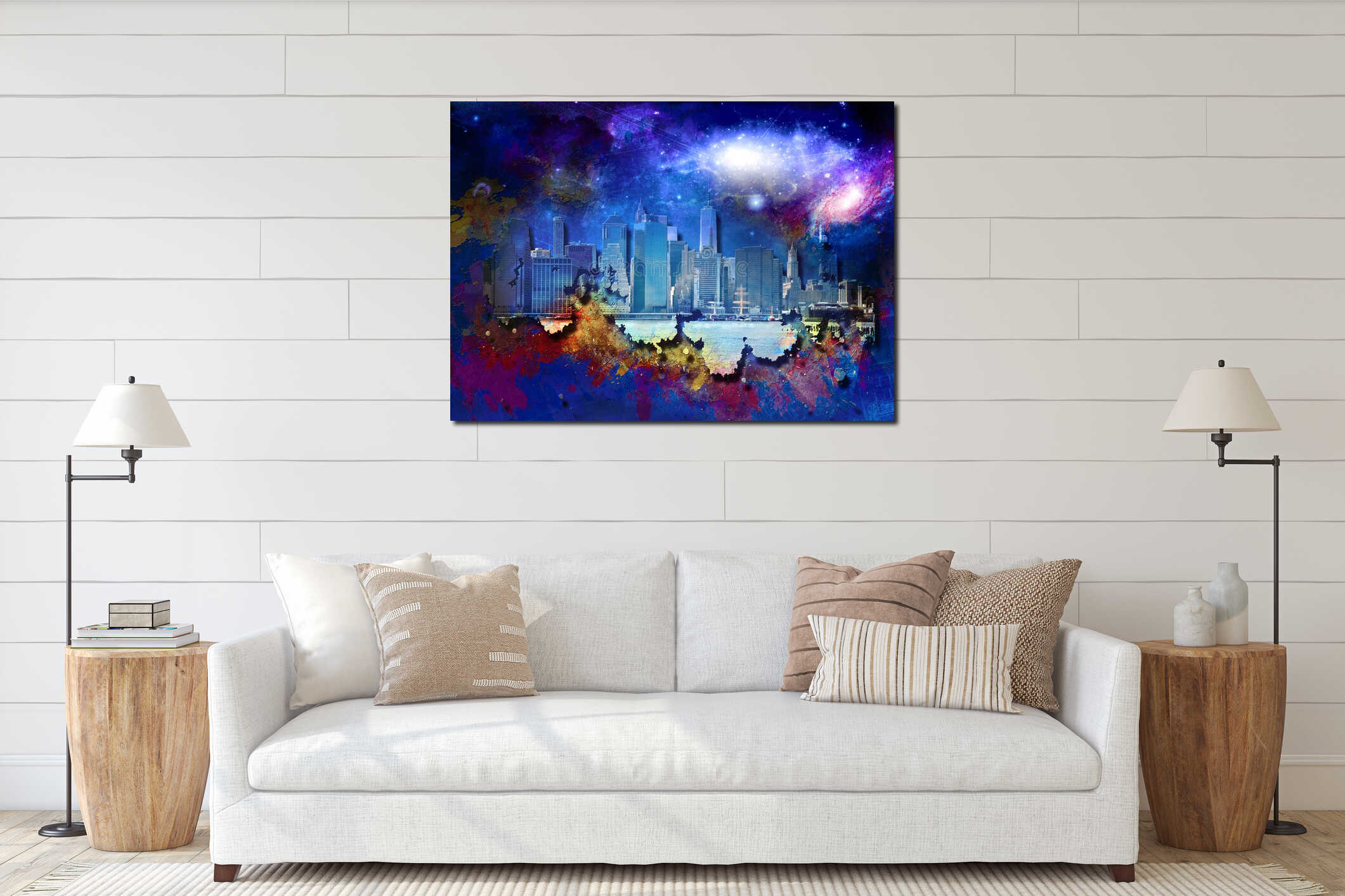 New York cityscape interior mockup