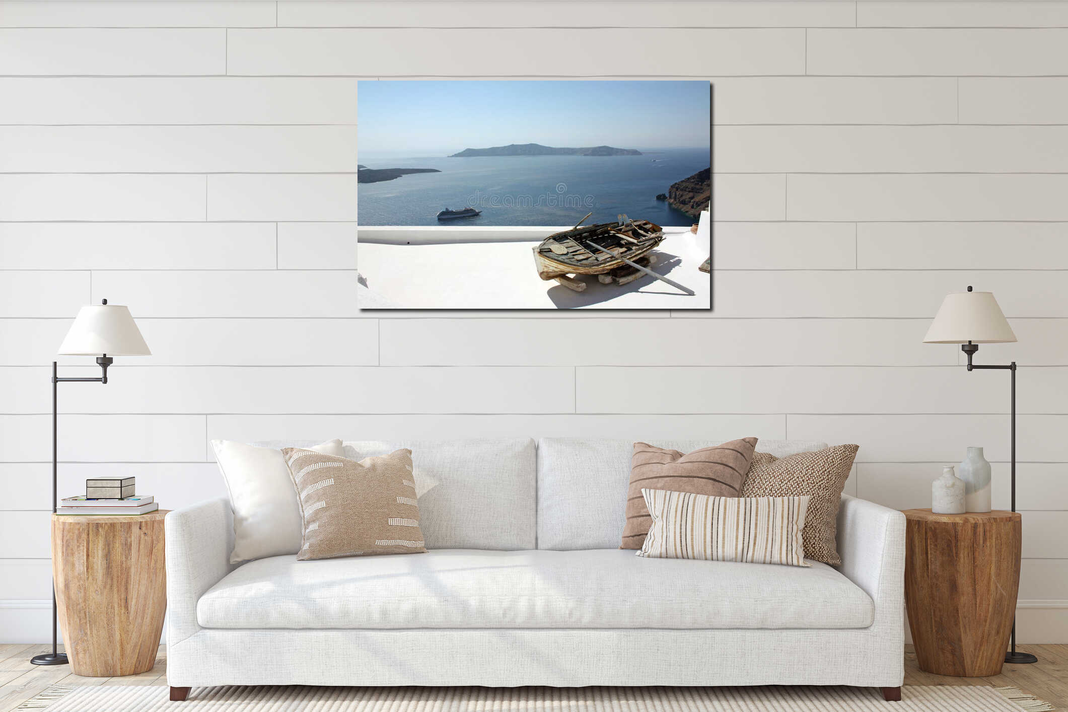 Santorini, an old boat interior mockup