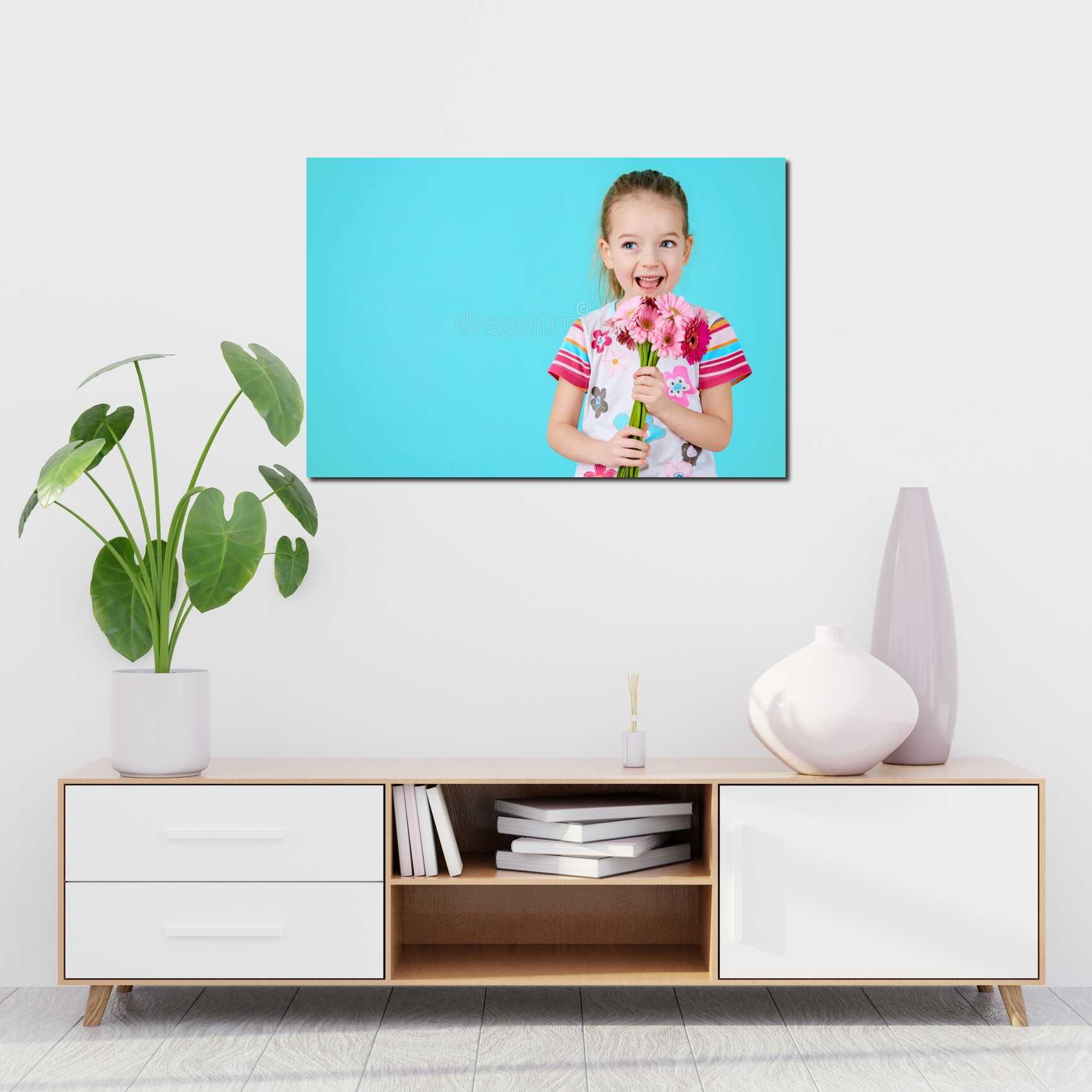 Canvas above sofa for size context