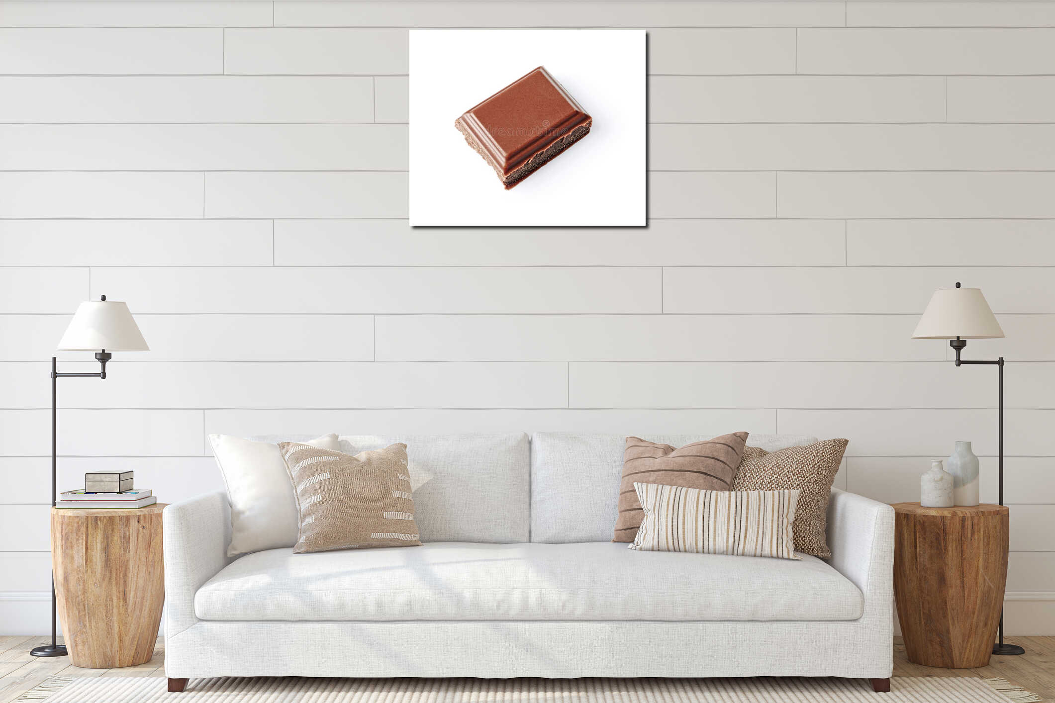 Close-up piece of milk chocolate bar interior mockup