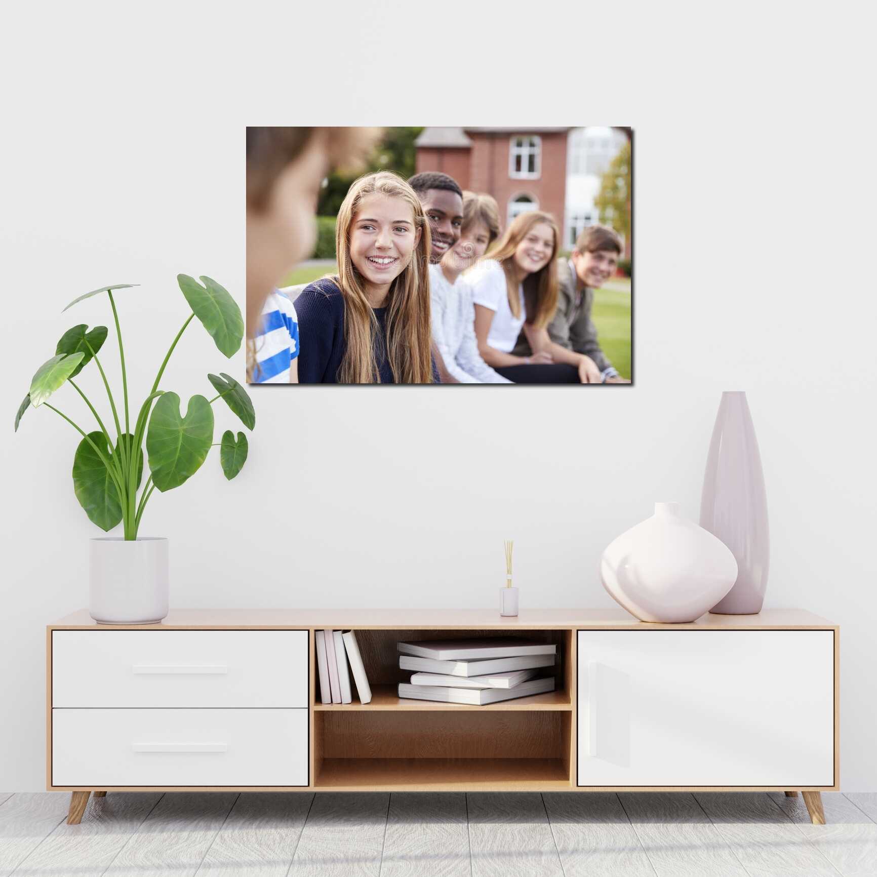 Canvas above sofa for size context