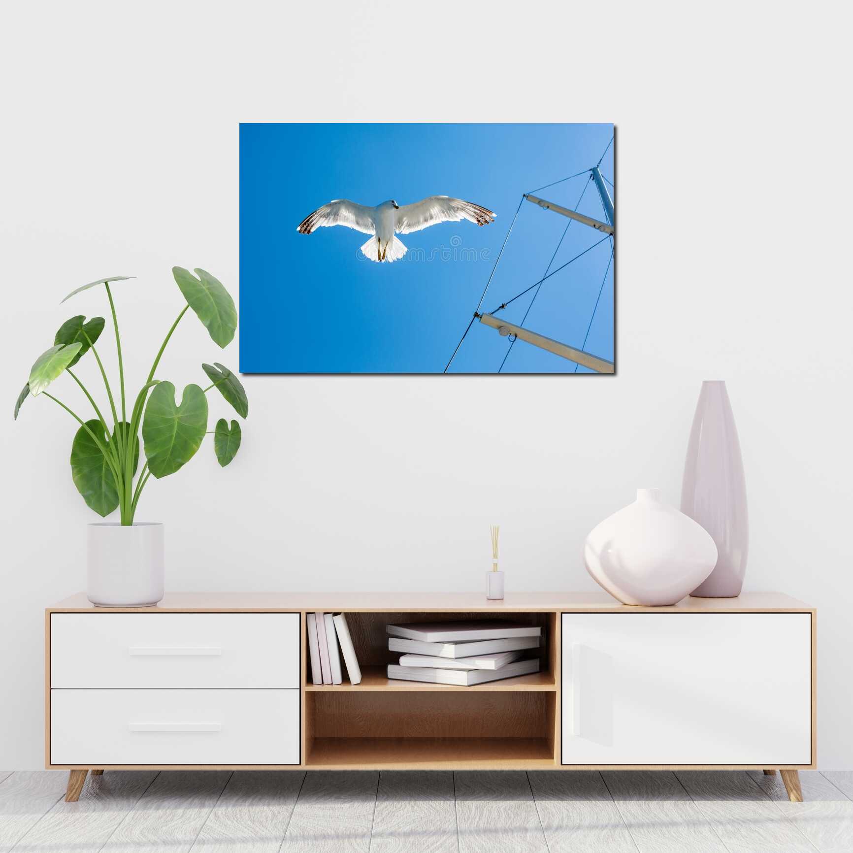 Canvas above sofa for size context