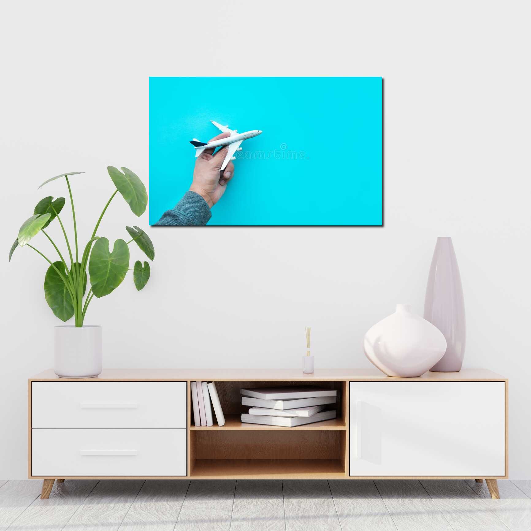 Canvas above sofa for size context