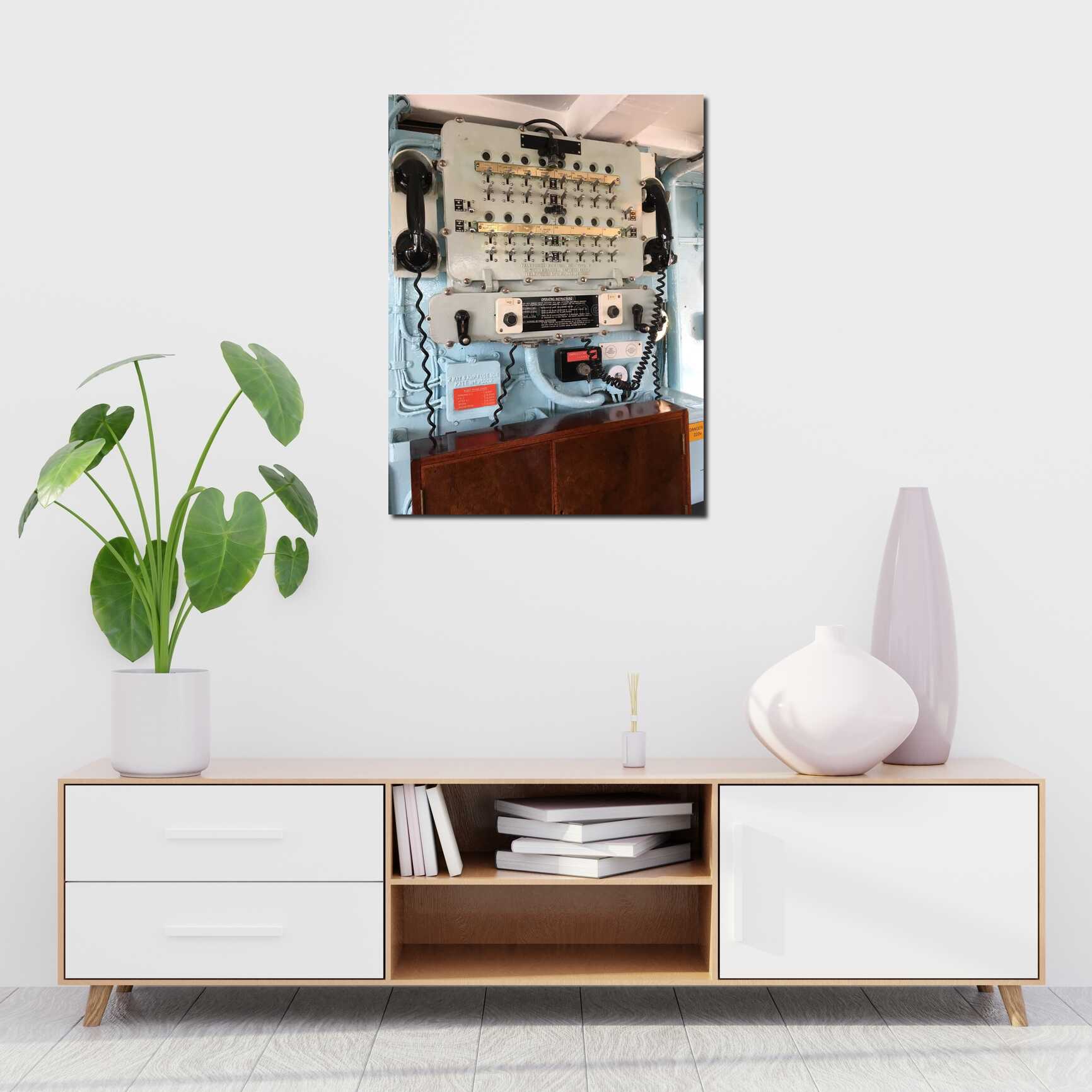 Canvas above sofa for size context