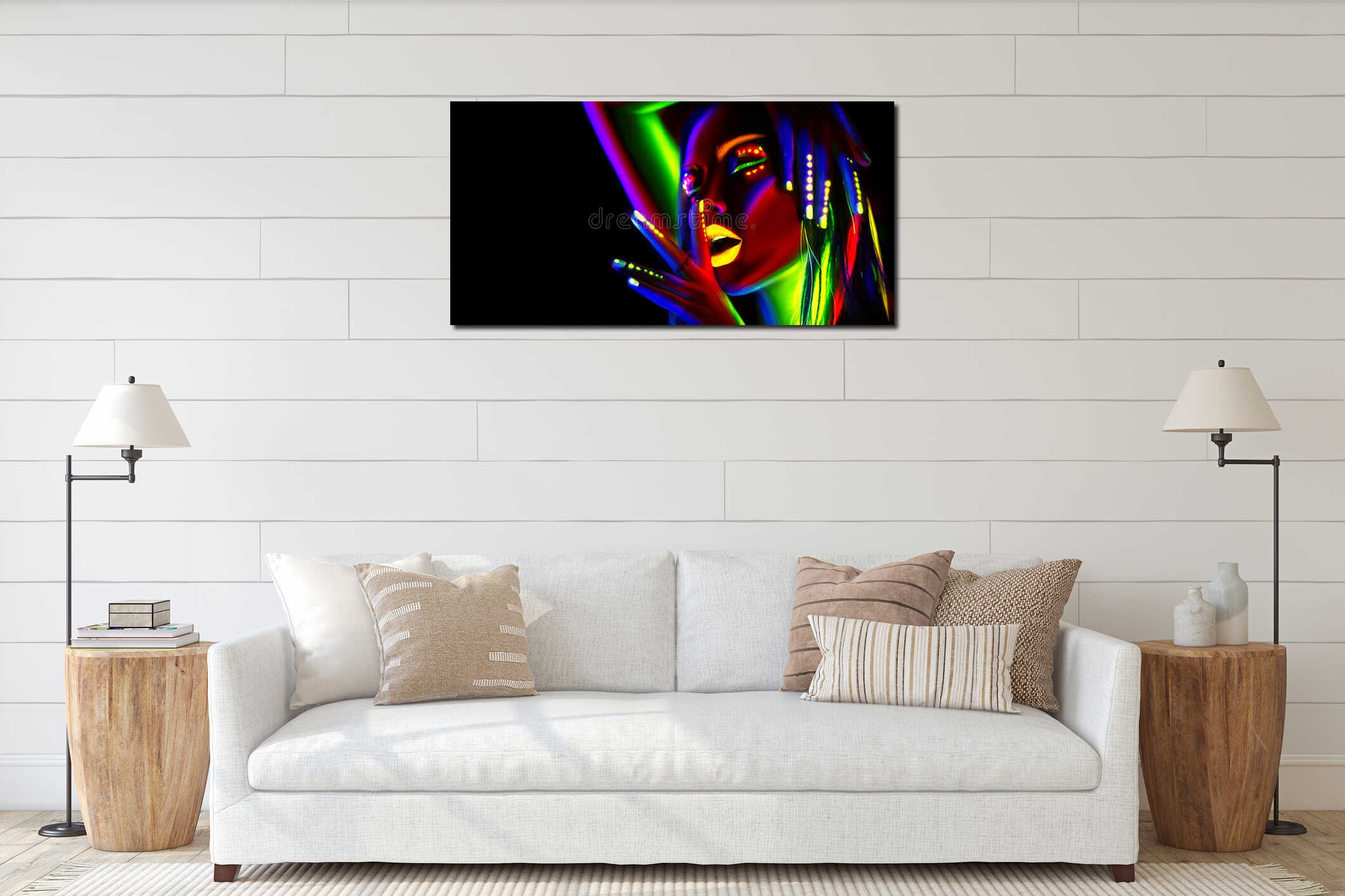 Canvas hanging interior mockup