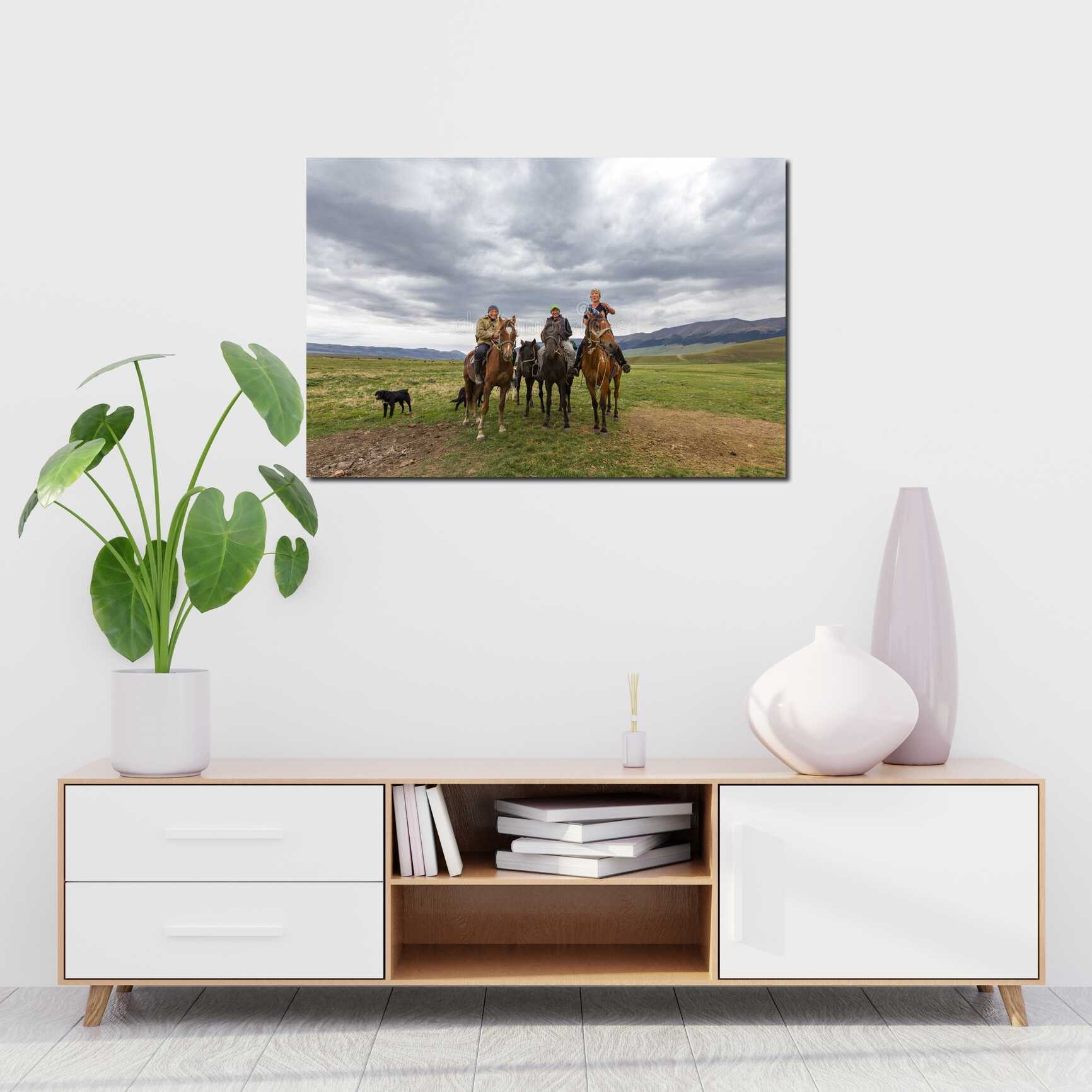 Canvas above sofa for size context