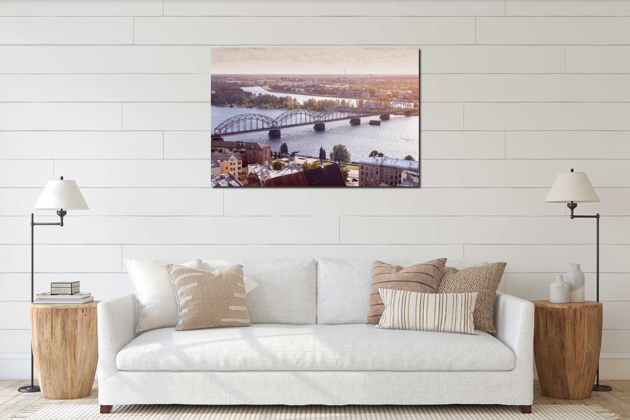 Panorama of Riga with Railway Bridge interior mockup