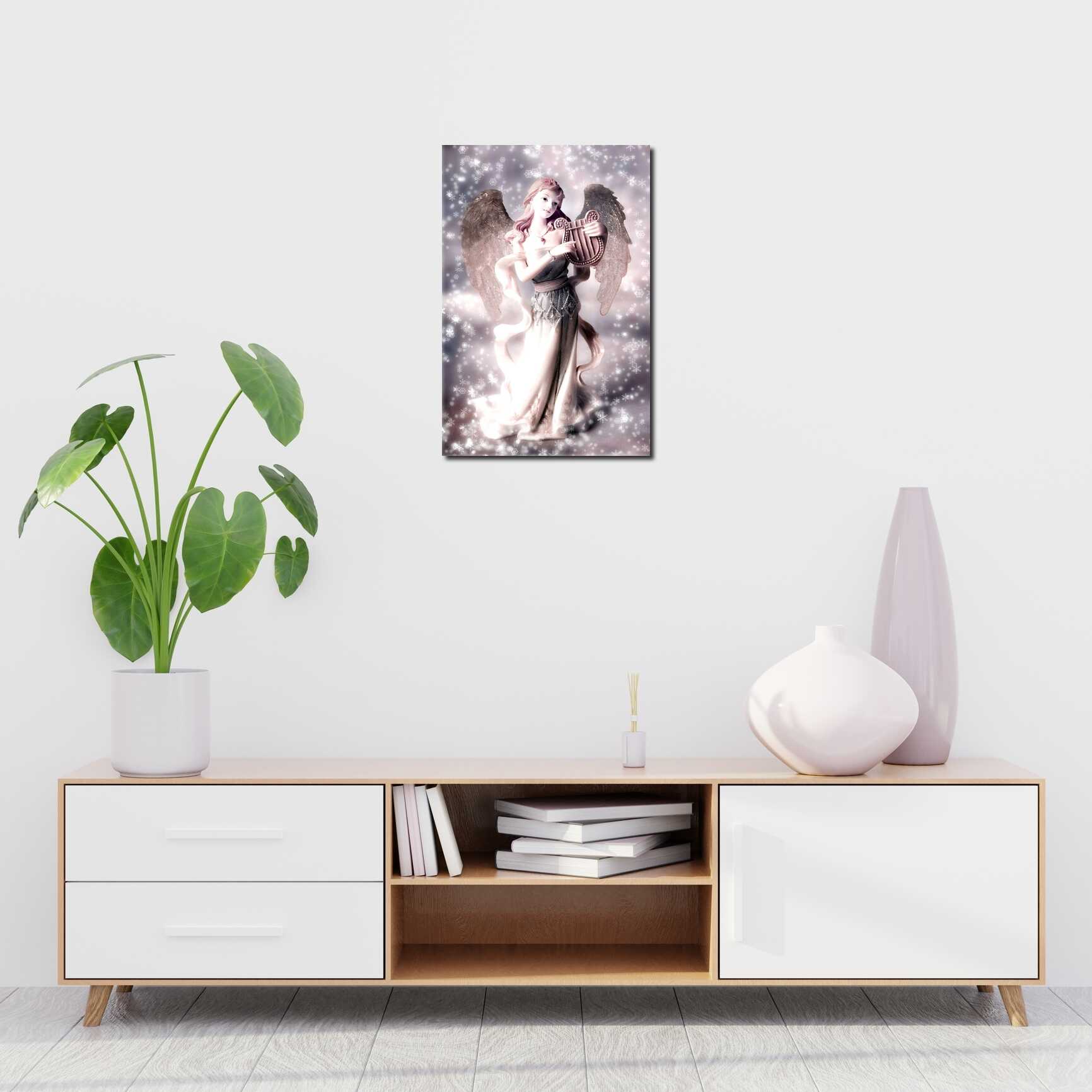 Canvas above sofa for size context