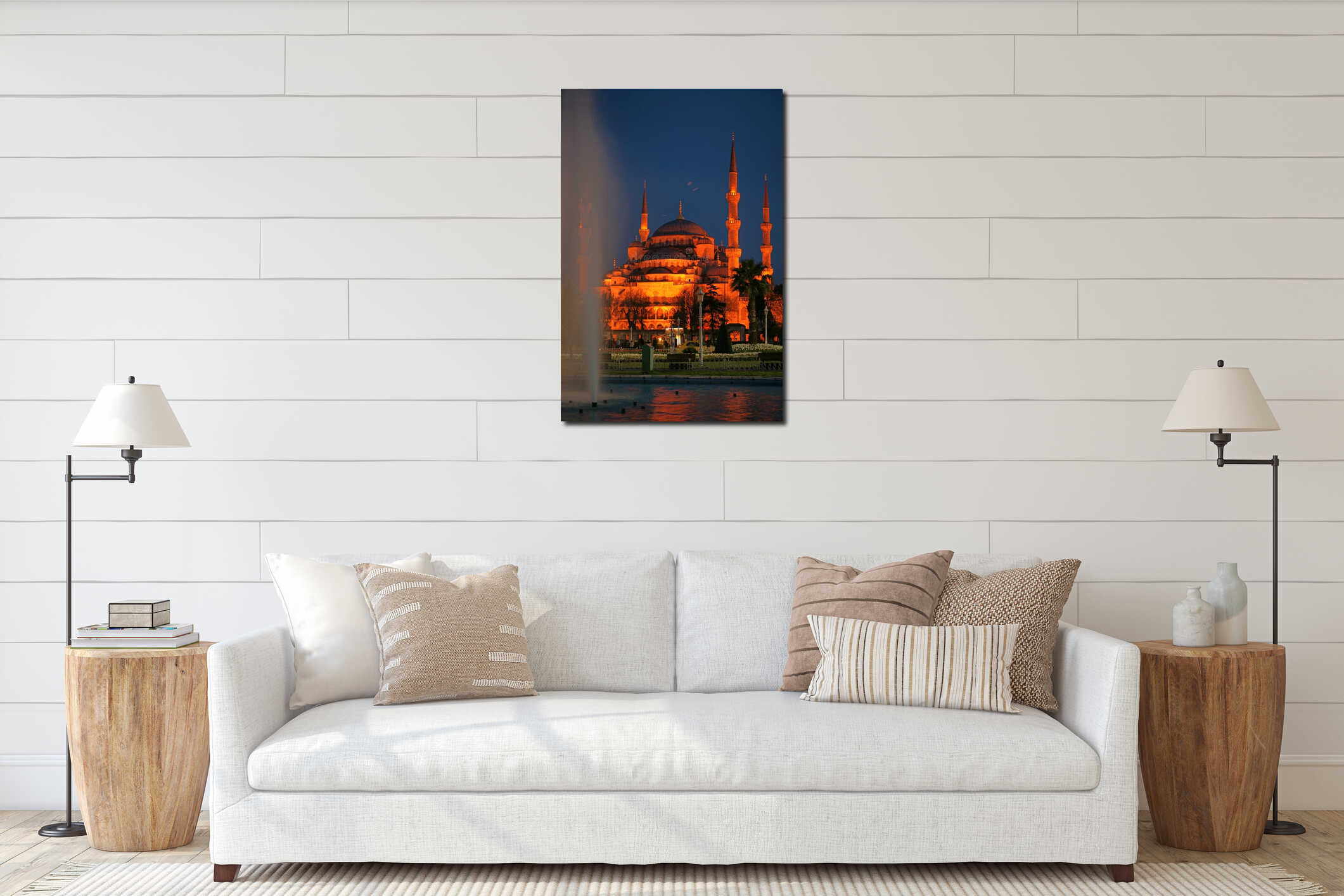 Night view of Sultanahmet (Blue) Mosque (Istanbul) interior mockup