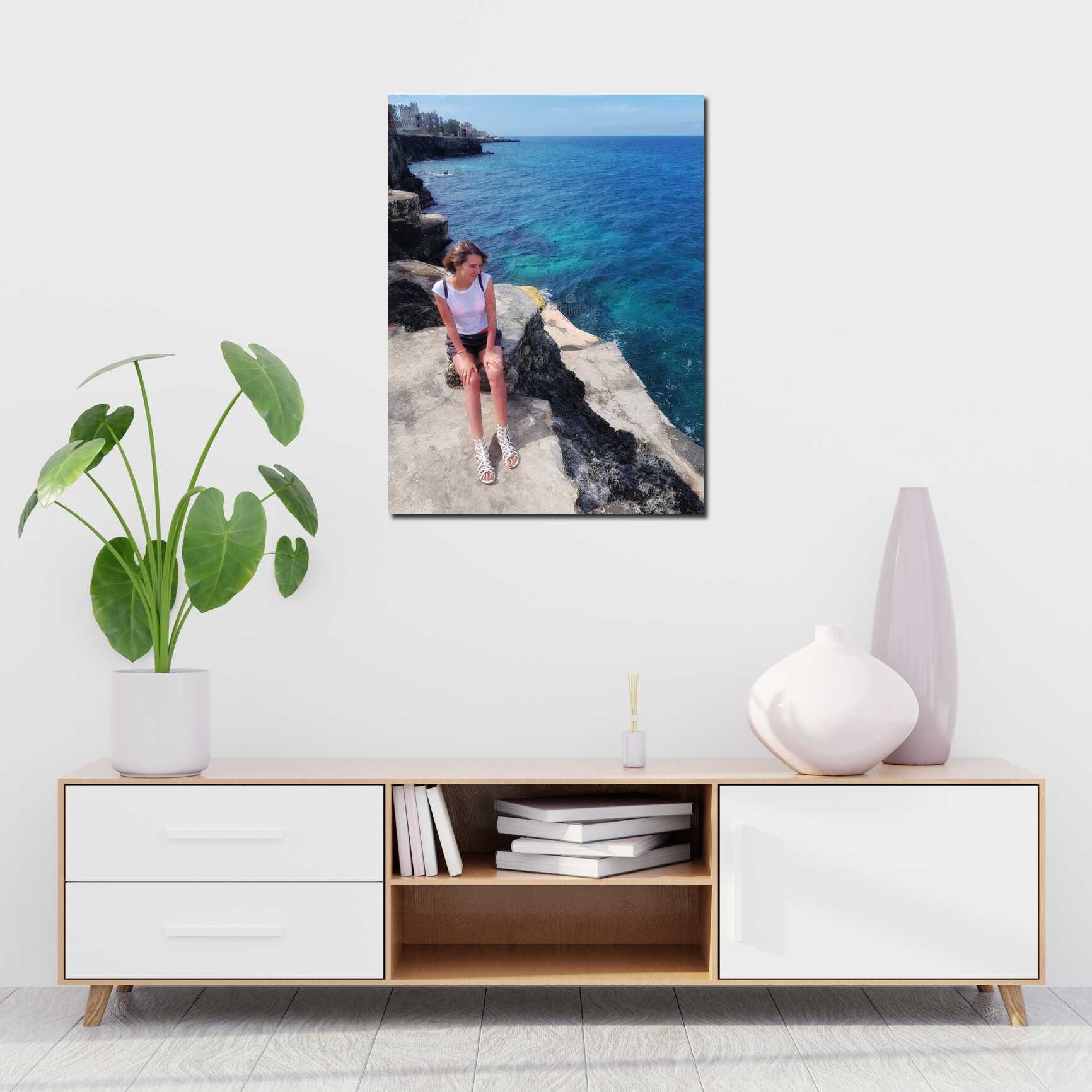 Canvas above sofa for size context