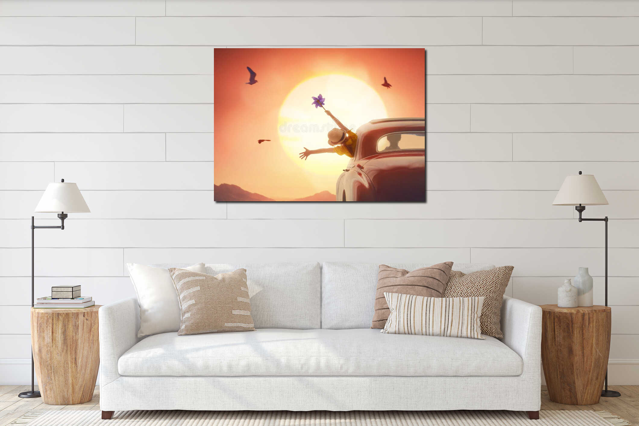 Canvas hanging interior mockup