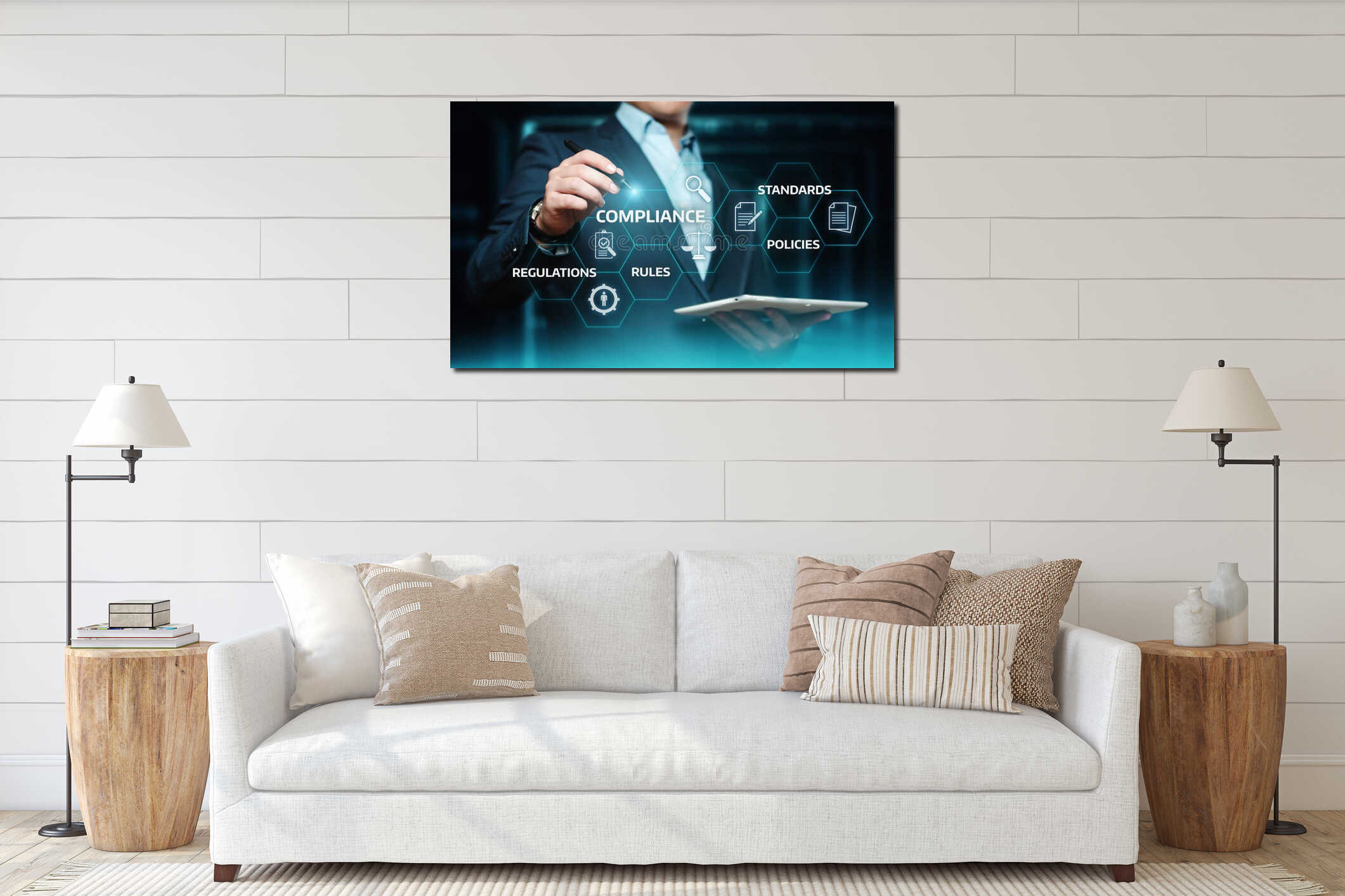 Canvas hanging interior mockup