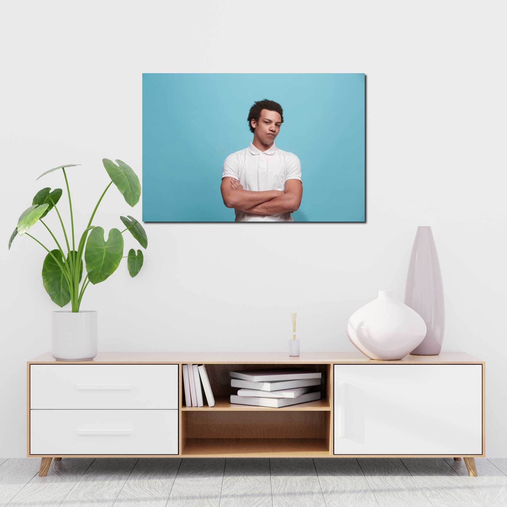 Canvas above sofa for size context