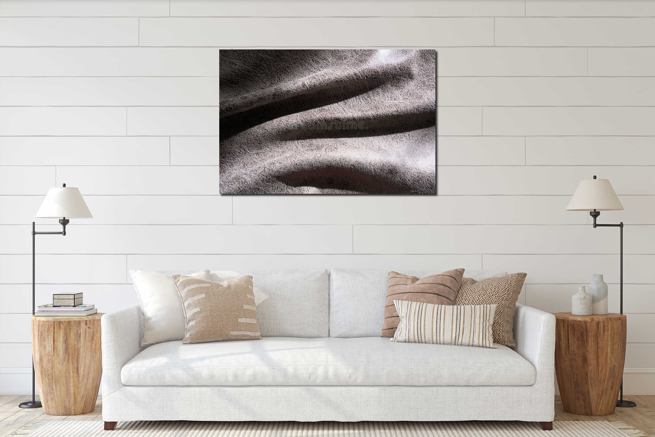 Close-up of a fold of fabric with an abstract pattern interior mockup