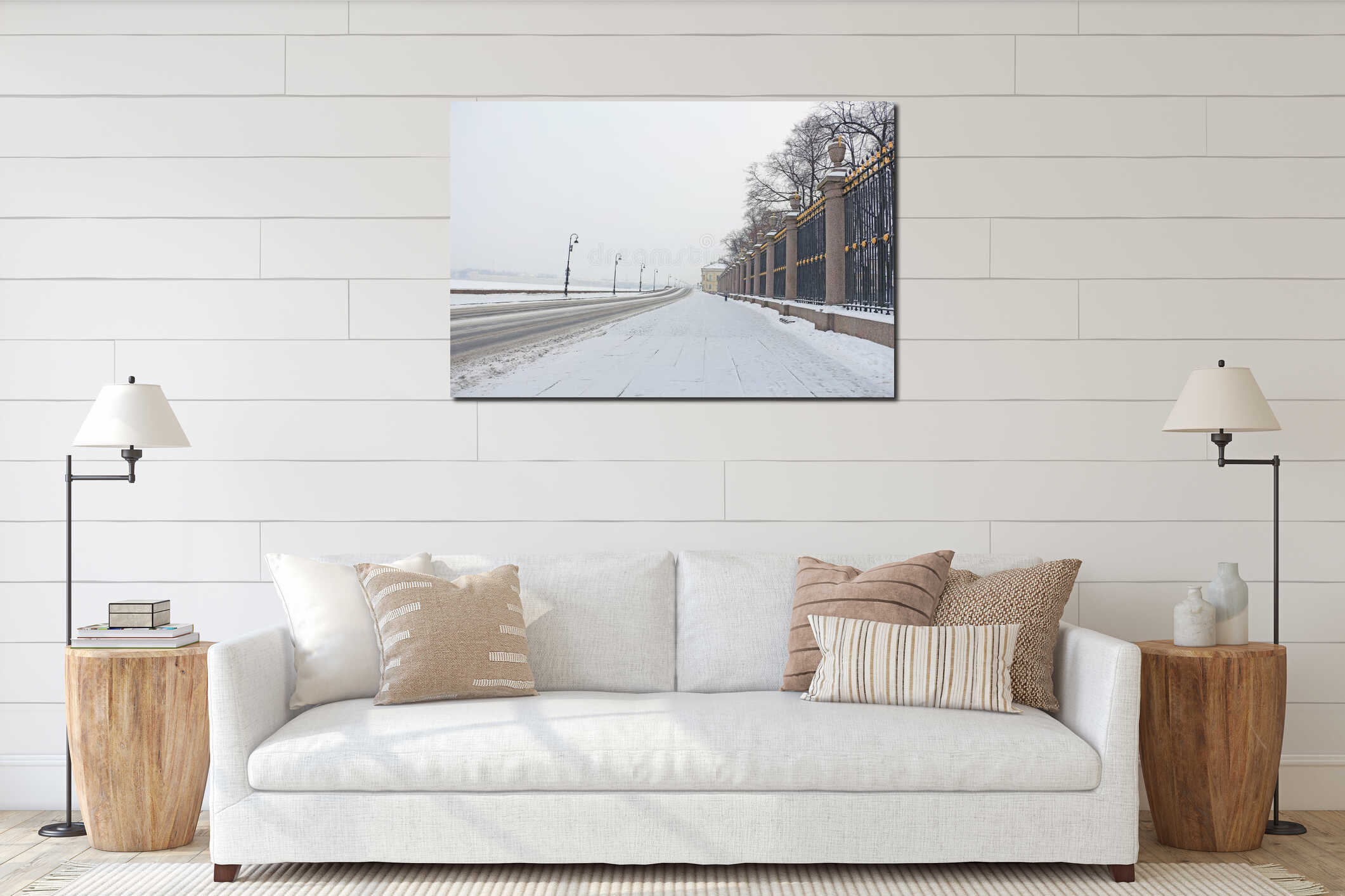 Russia, St. Petersburg, Summer Garden fencing in winter interior mockup