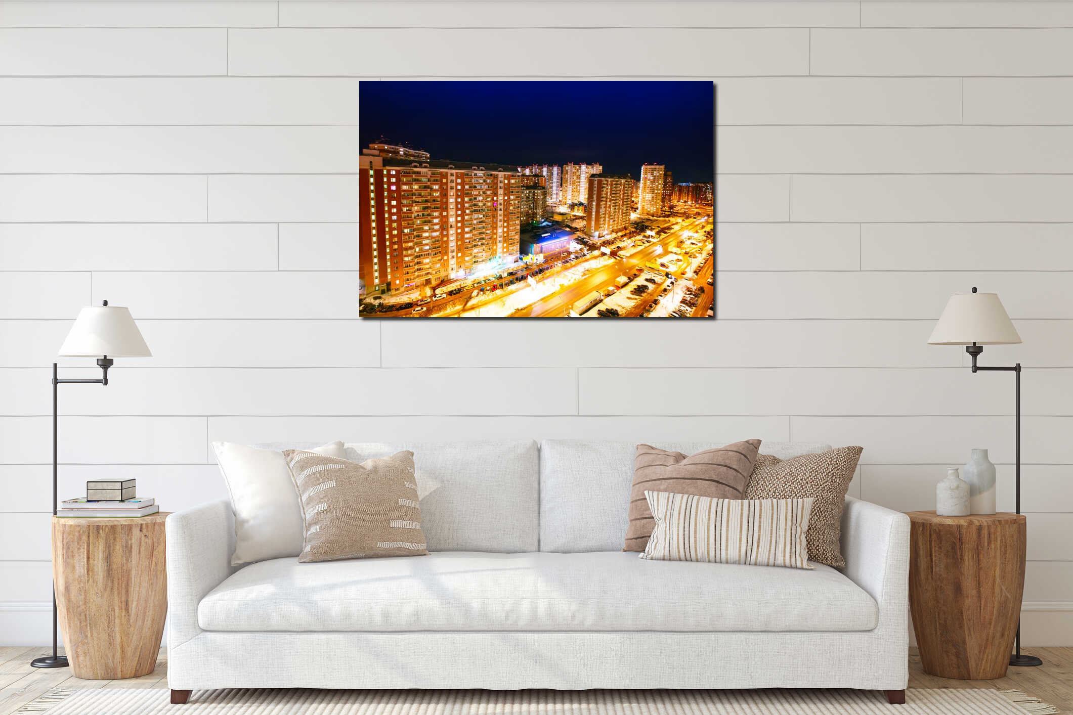 Night view of the city. Residential area. Moscow. interior mockup