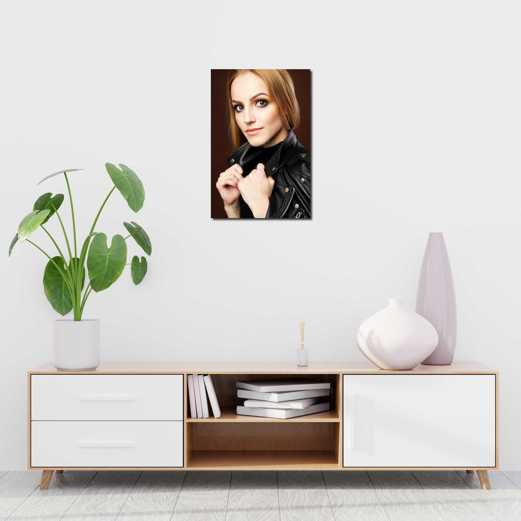 Canvas above sofa for size context