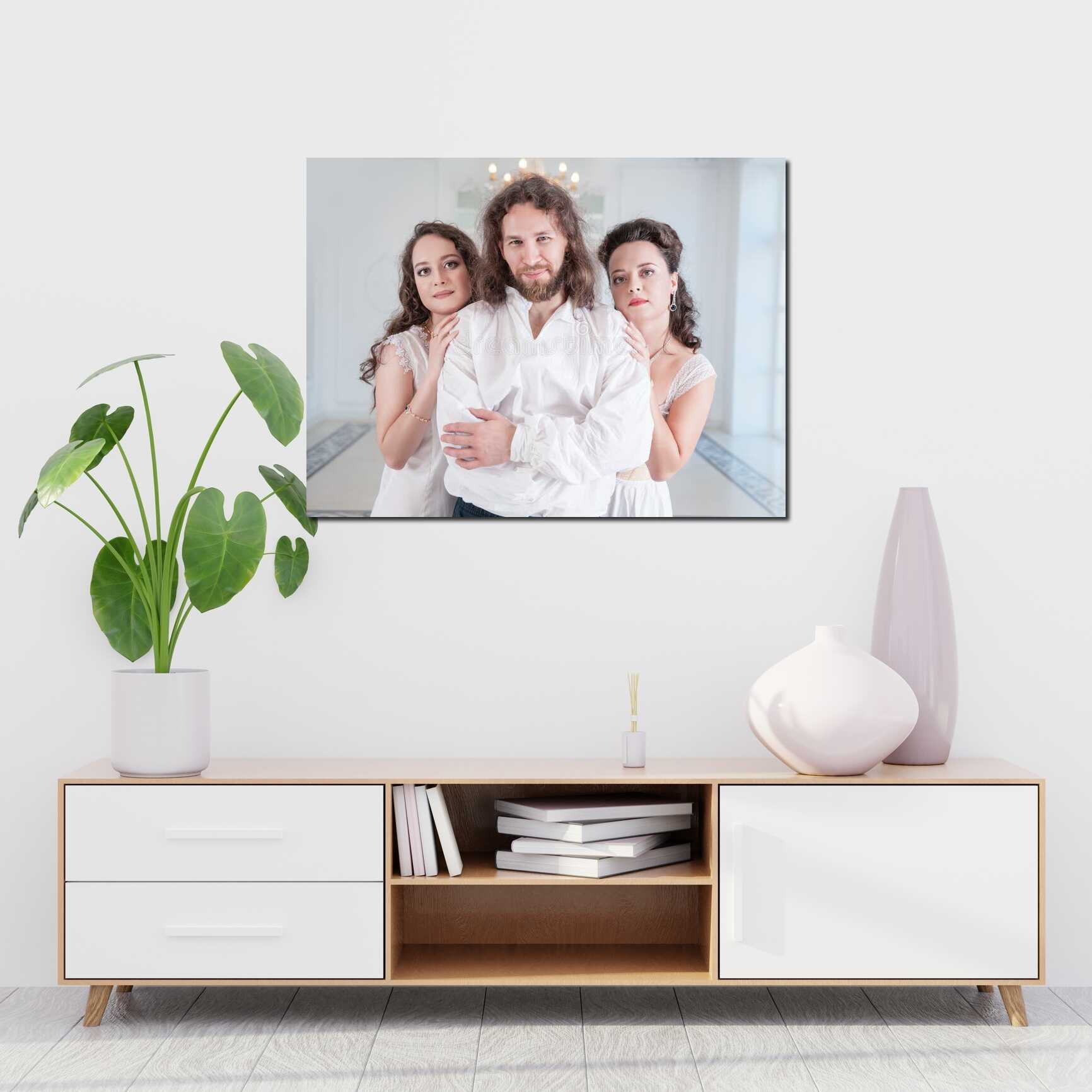 Canvas above sofa for size context