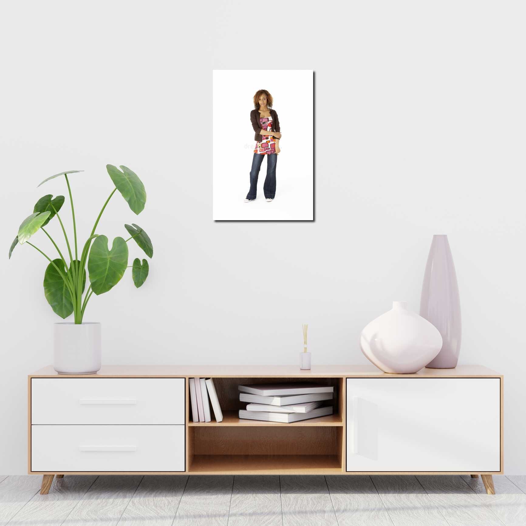 Canvas above sofa for size context