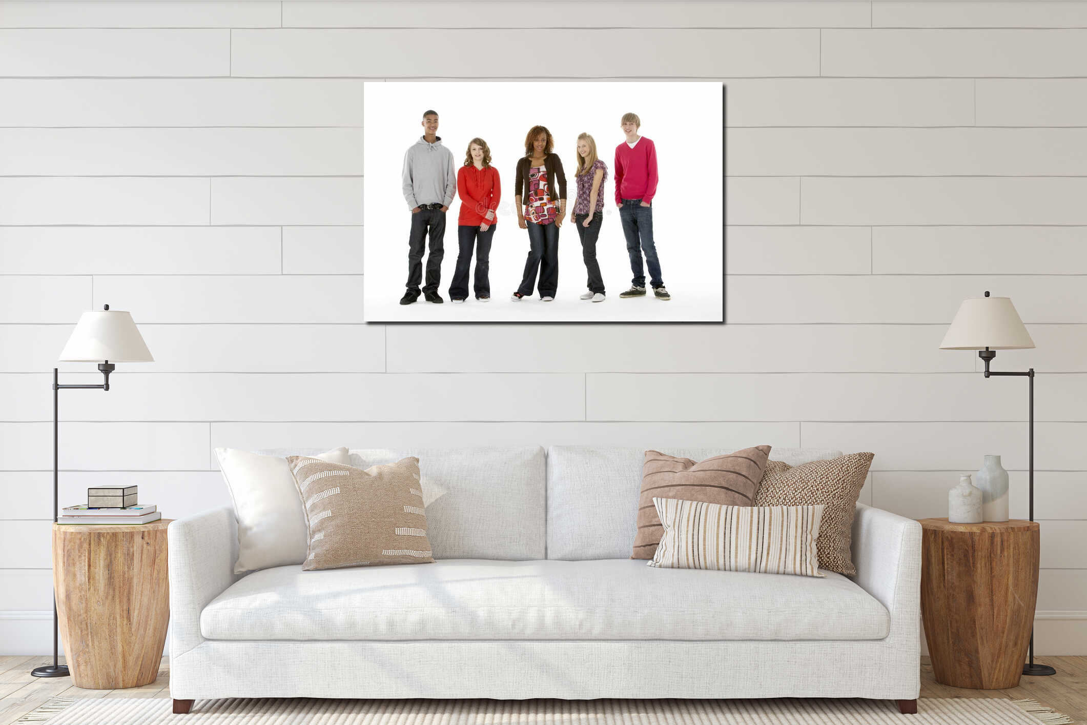 Full Length Studio Portrait Of Five Teenage Friend interior mockup