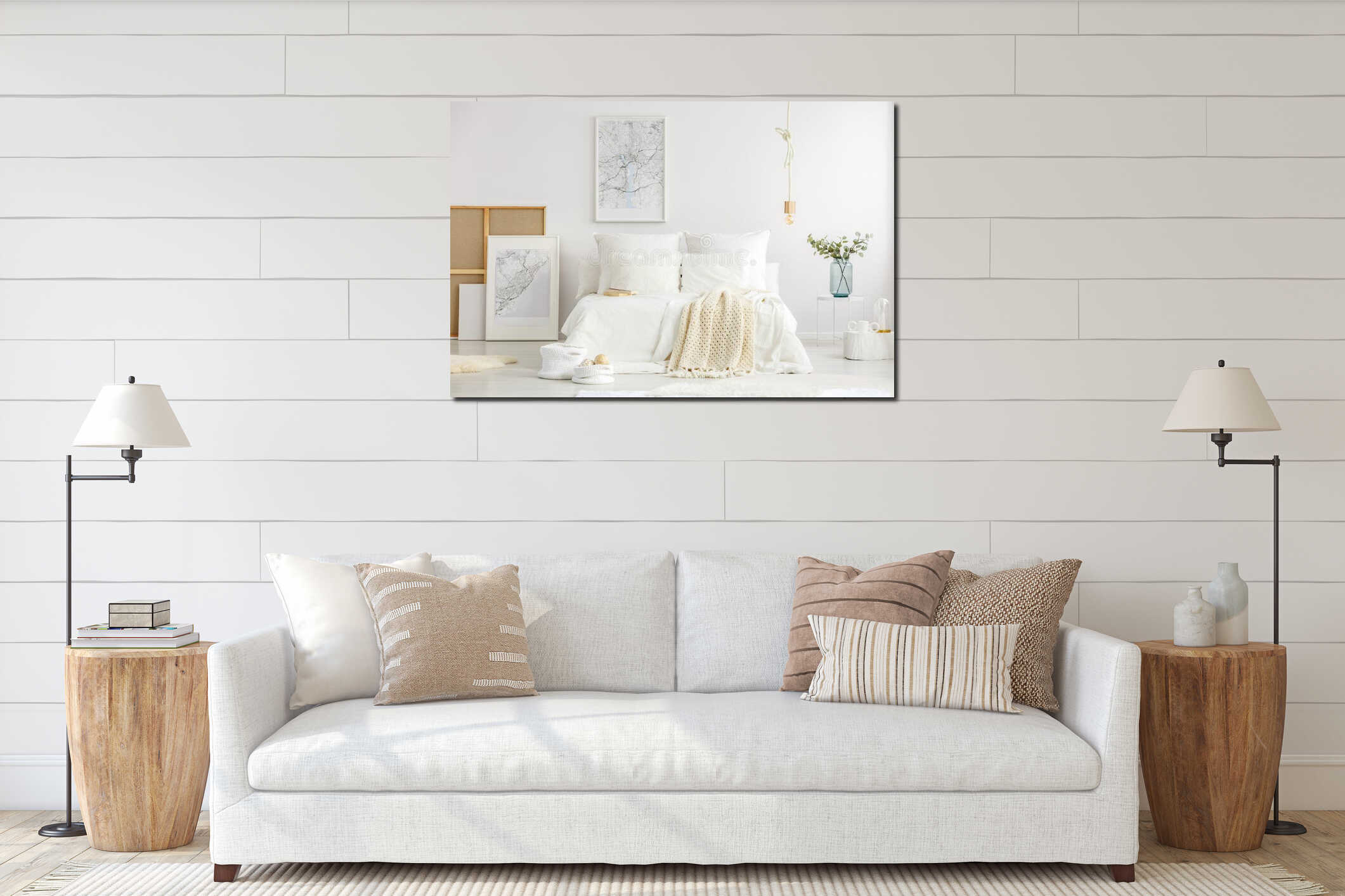 Canvas hanging interior mockup