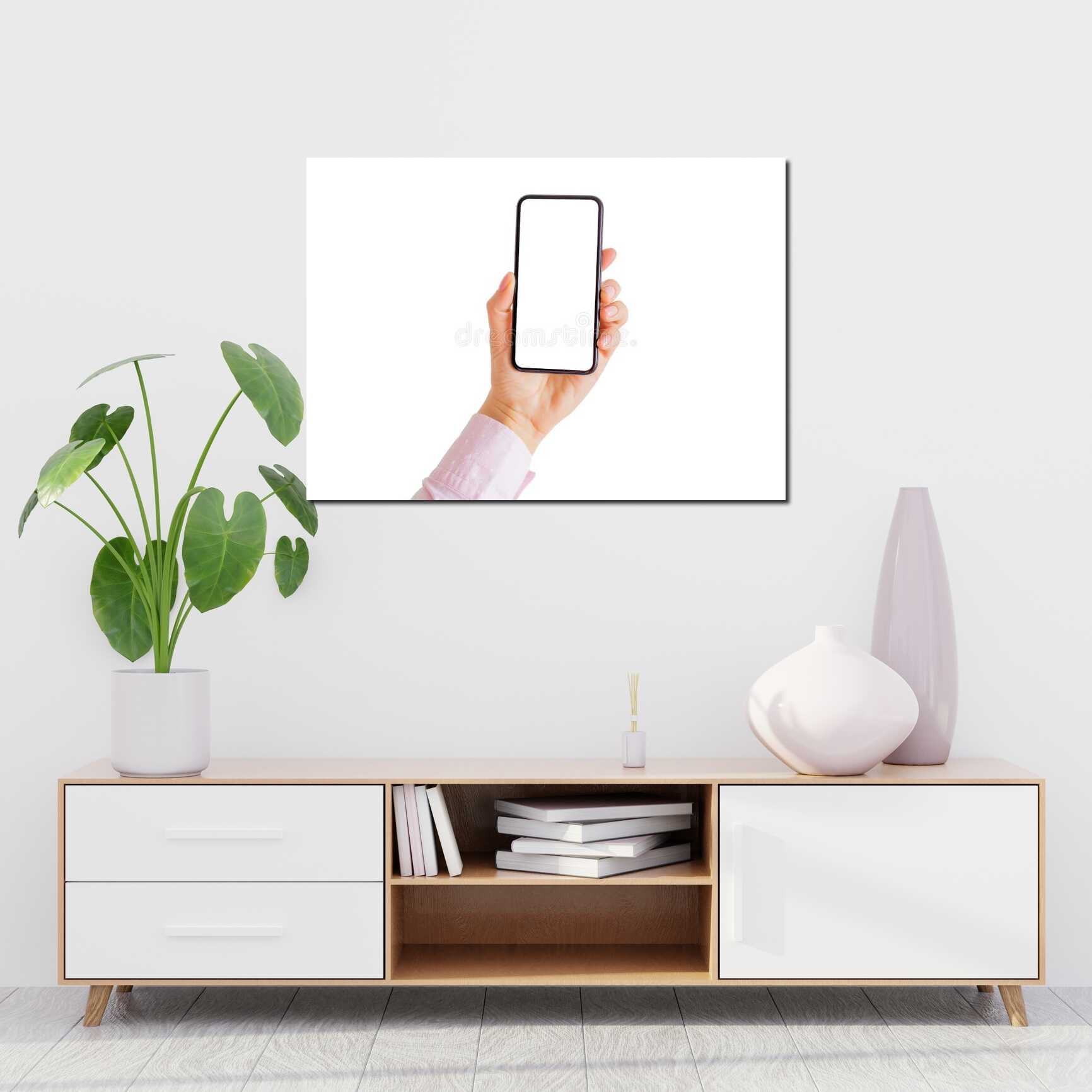 Canvas above sofa for size context