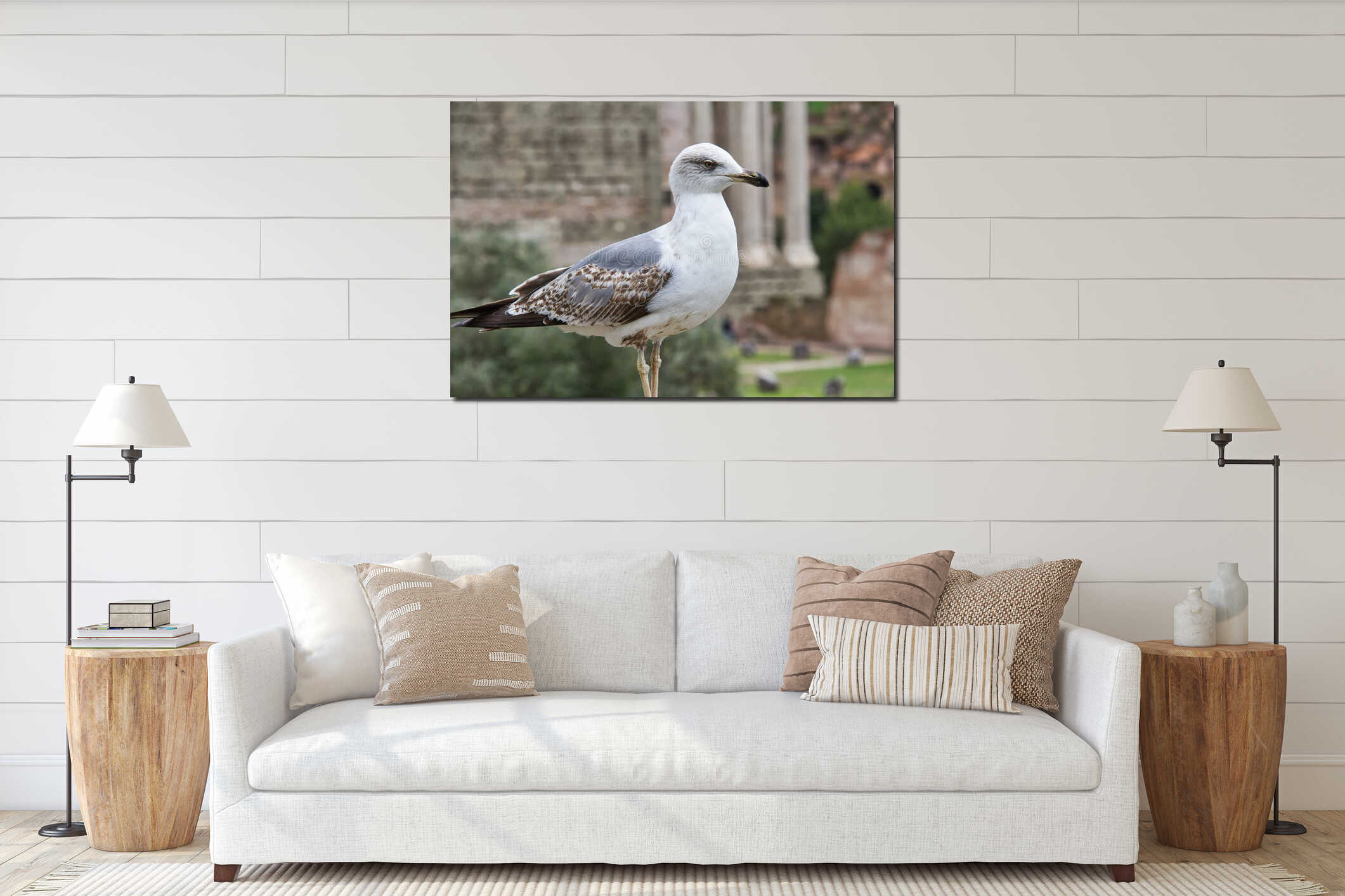 Seagull in Roman Ruins interior mockup