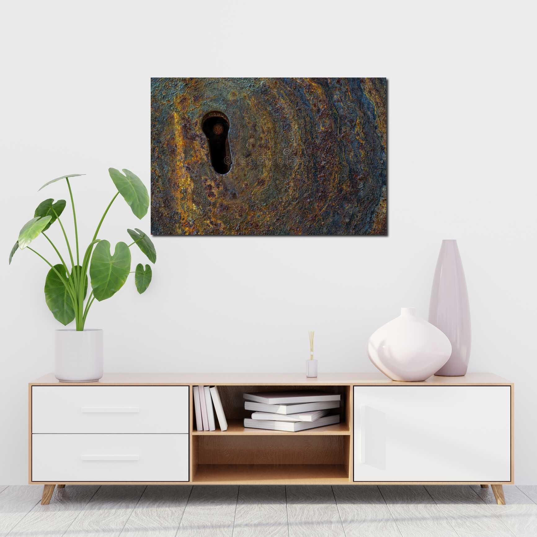 Canvas above sofa for size context