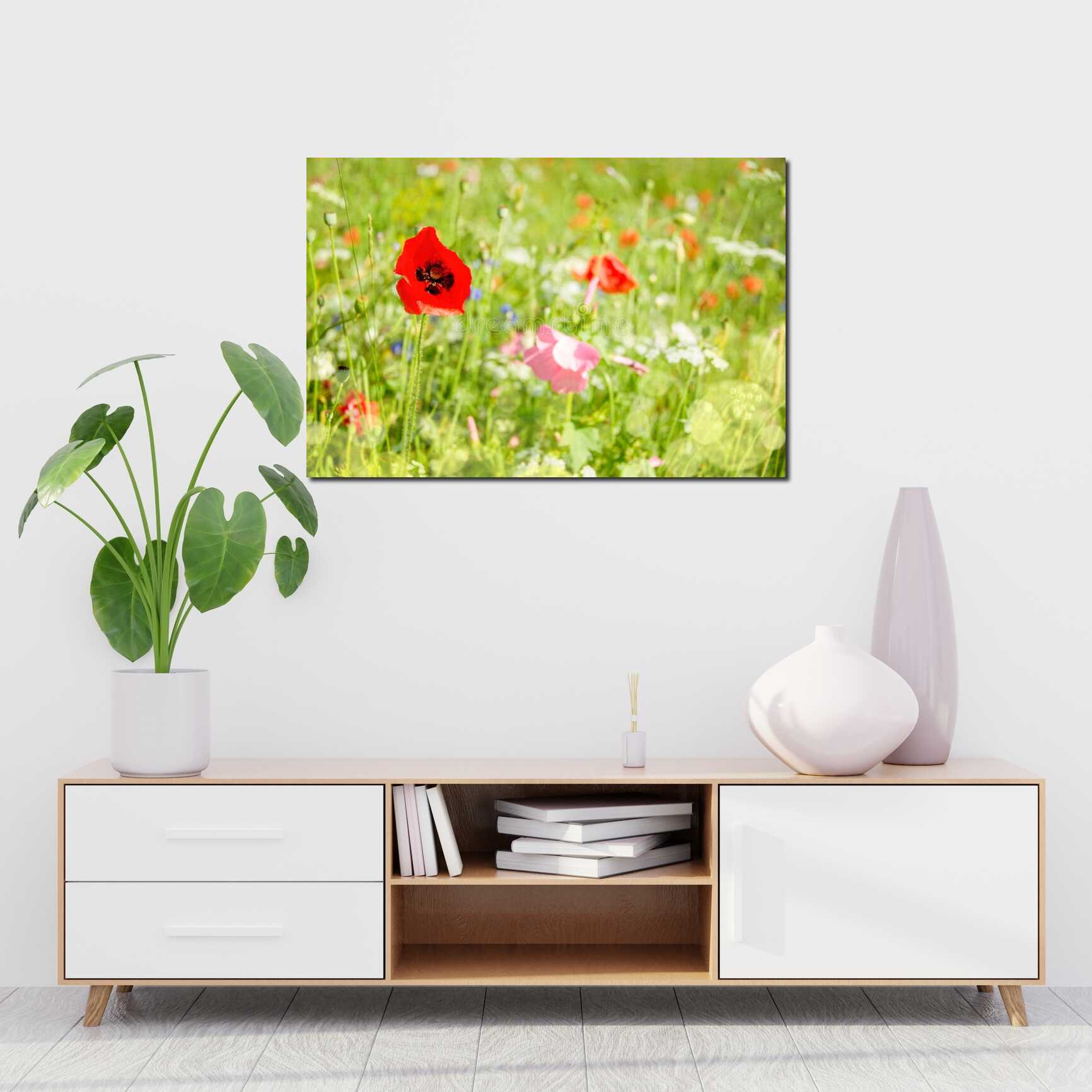 Canvas above sofa for size context