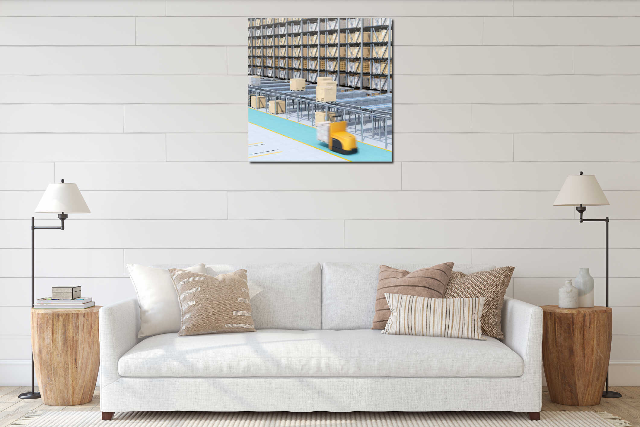 Canvas hanging interior mockup